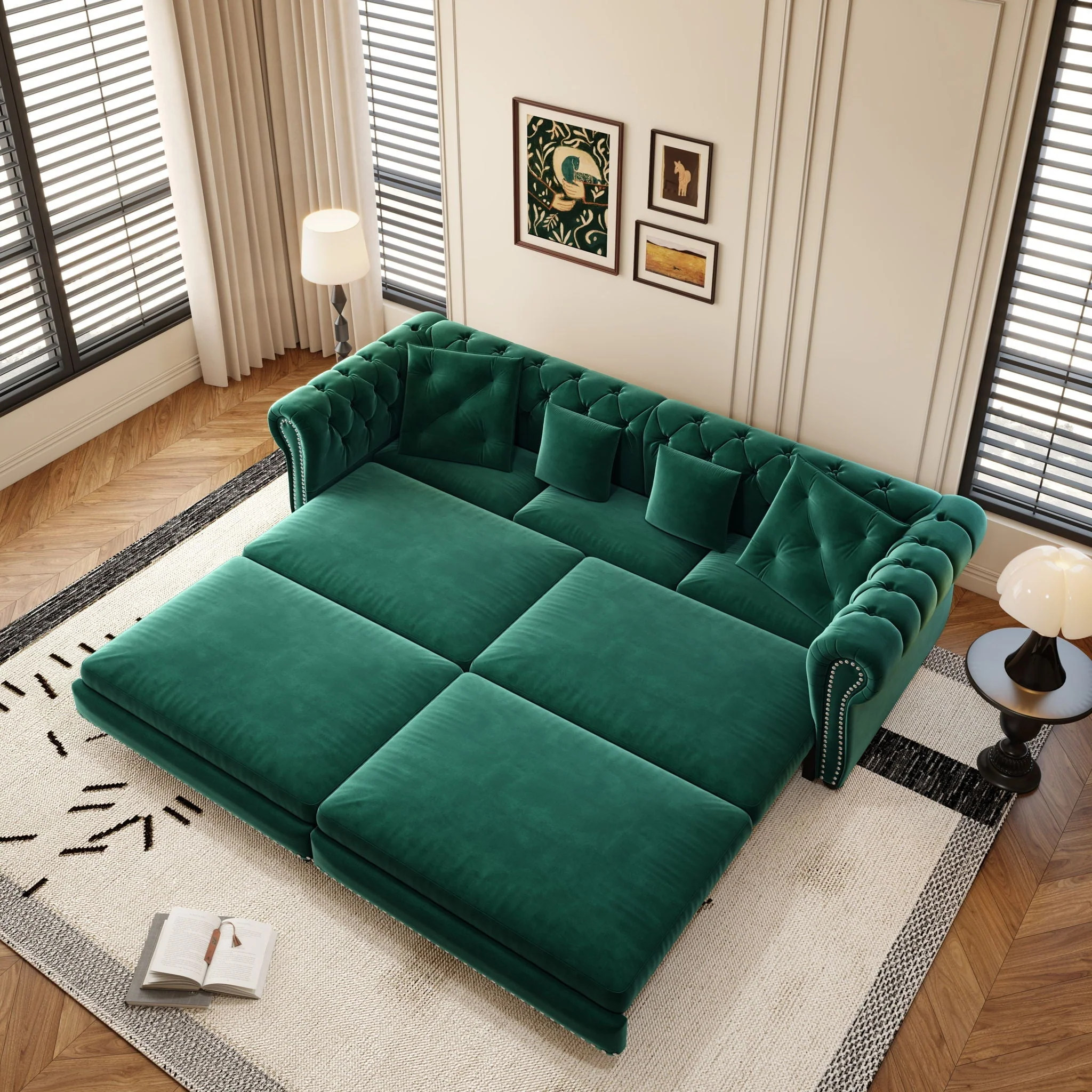 3 In 1 Pull Out Sofa Bed With Movable Ottoman - Image 17