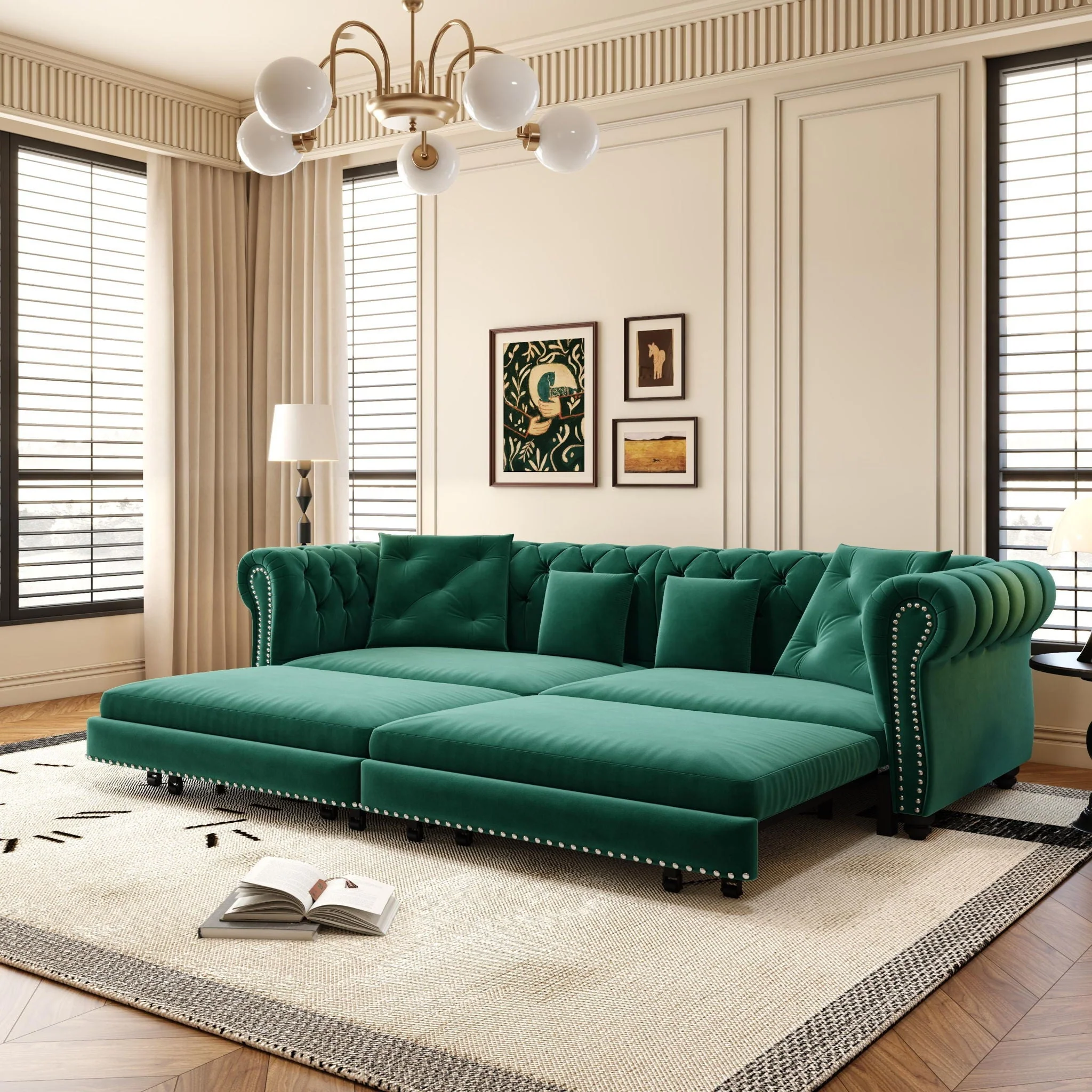 3 In 1 Pull Out Sofa Bed With Movable Ottoman - Image 19