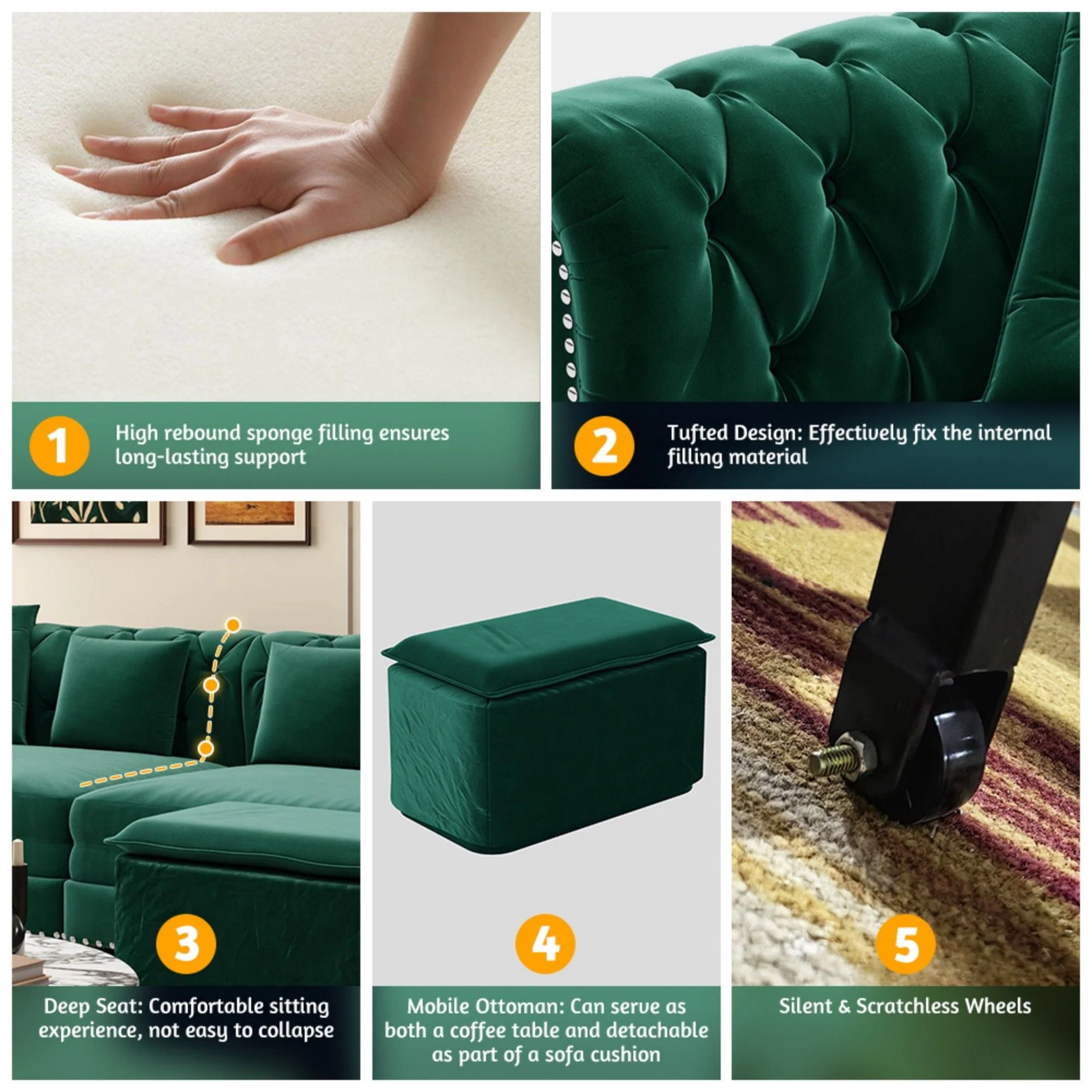3 In 1 Pull Out Sofa Bed With Movable Ottoman - Image 21