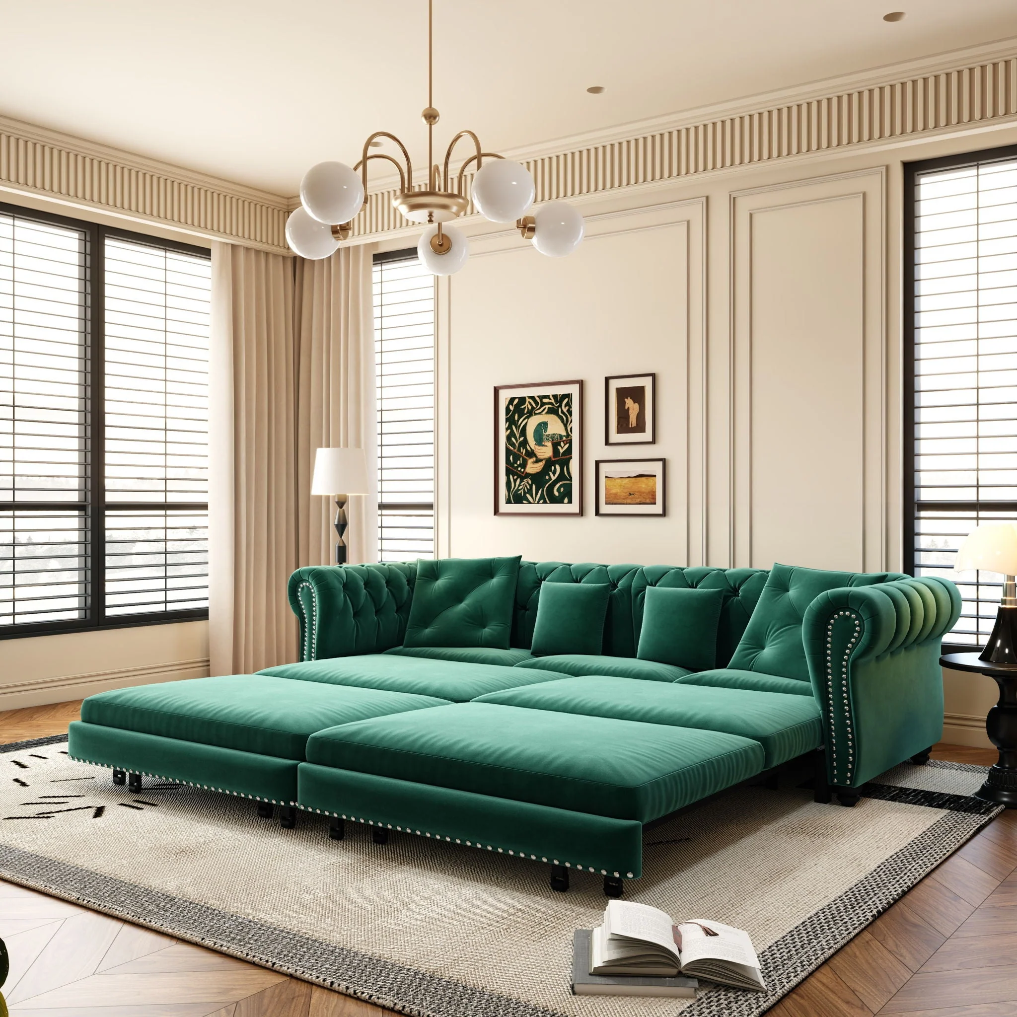 3 In 1 Pull Out Sofa Bed With Movable Ottoman - Image 3