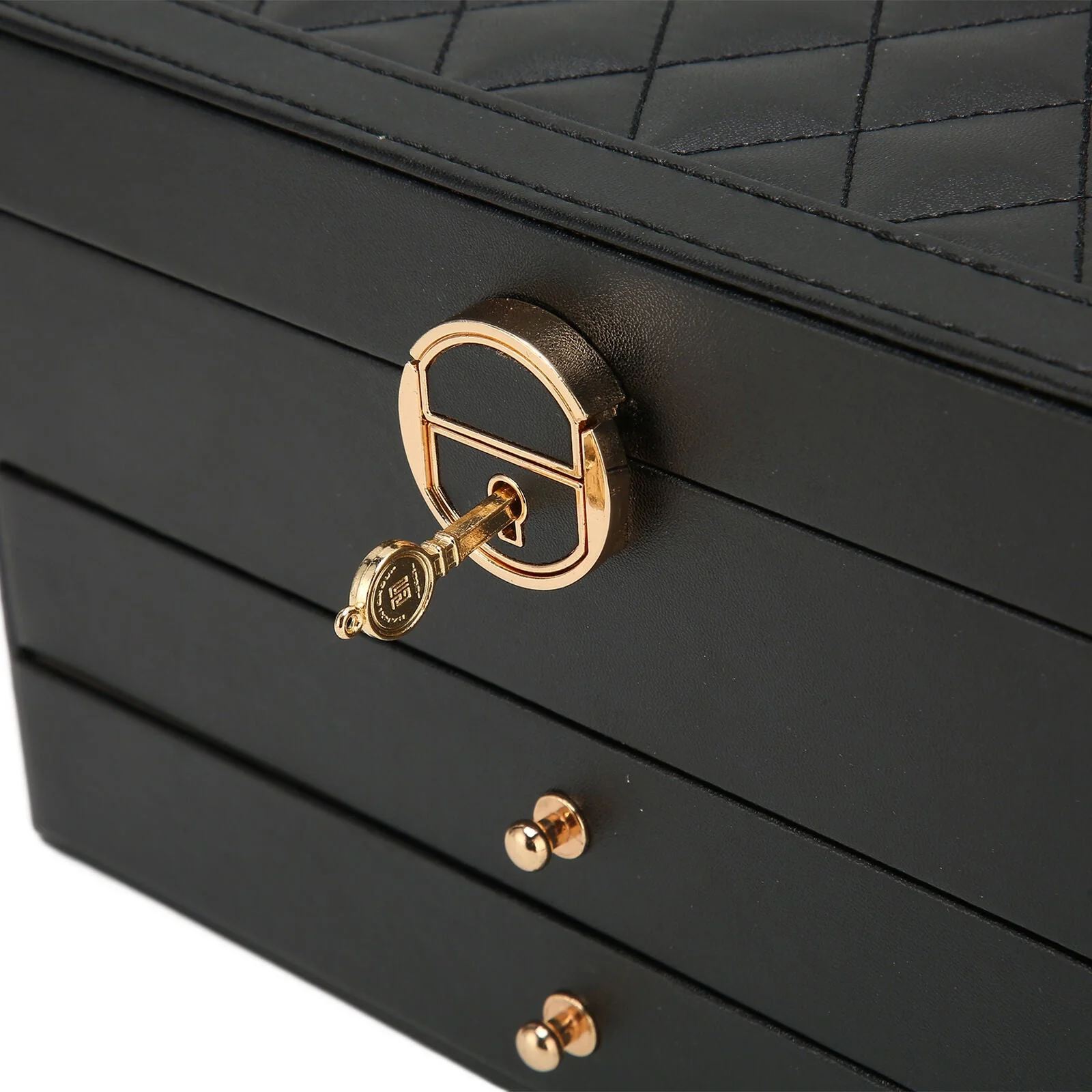 3 Layer Leather Jewelry Box Organizer Case with Compartments 23x17cm - Image 6
