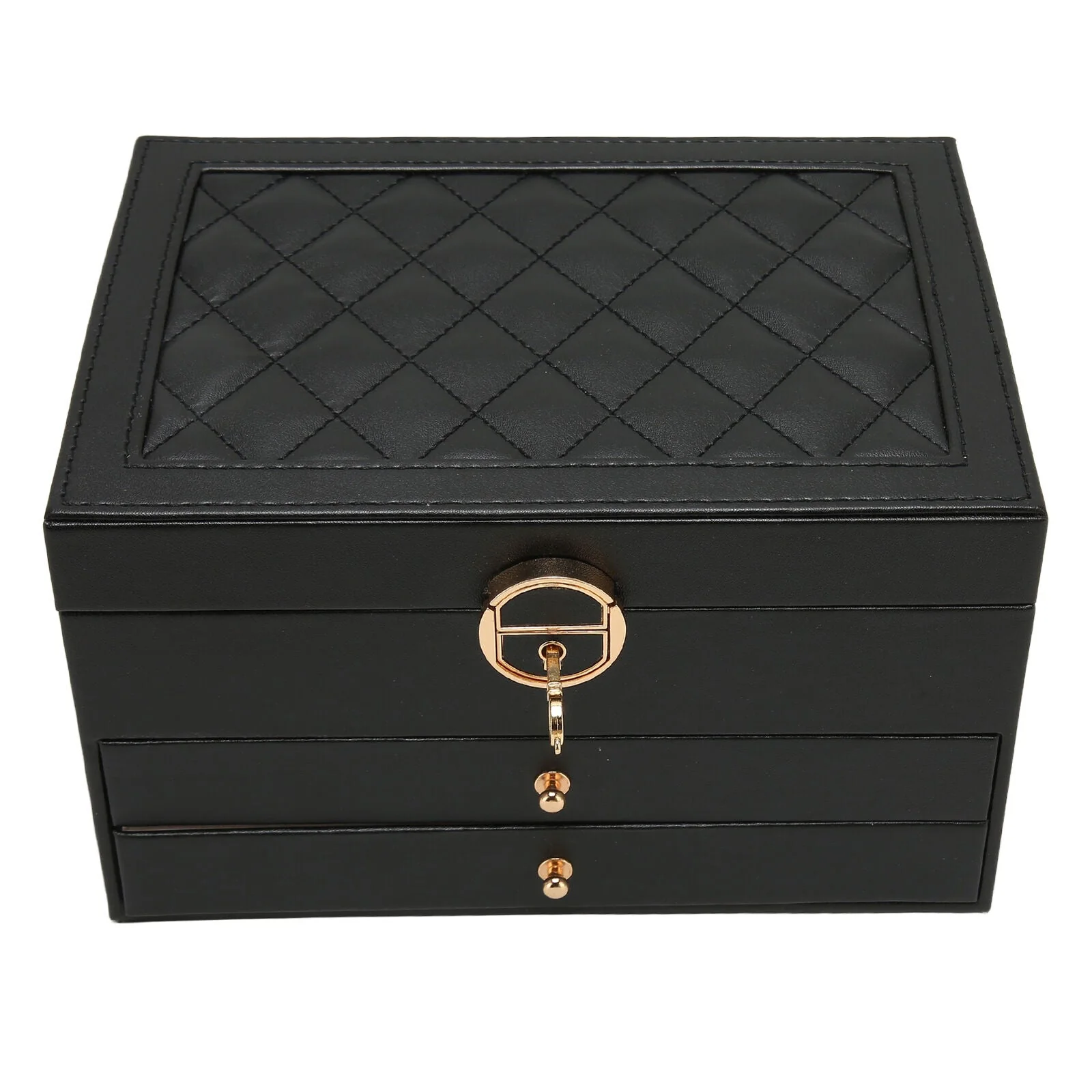 3 Layer Leather Jewelry Box Organizer Case with Compartments 23x17cm - Image 8