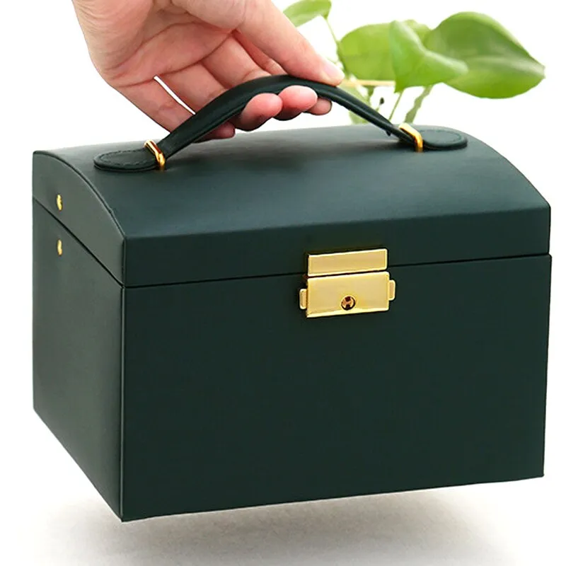 3 Layer Leather Jewelry Box Organizer with Drawers Velvet Lined 17.5cm - Image 5