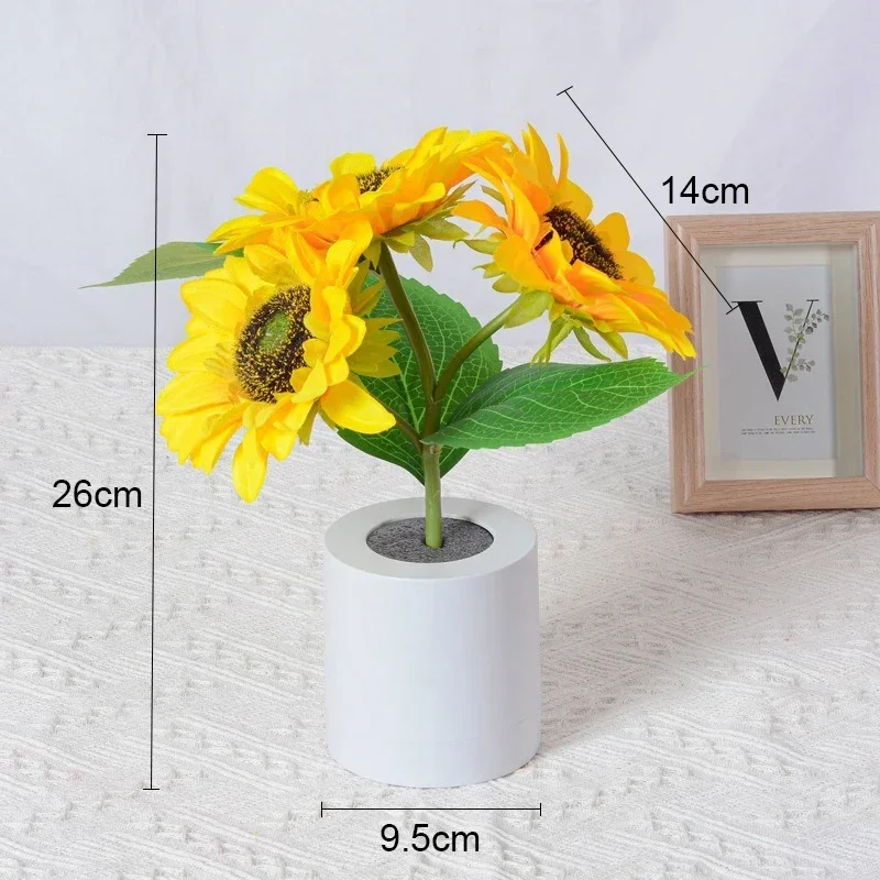 3 LED Sunflower Night Light Rechargeable Table Lamp Bedroom Bedside Decor Lamp - Image 7