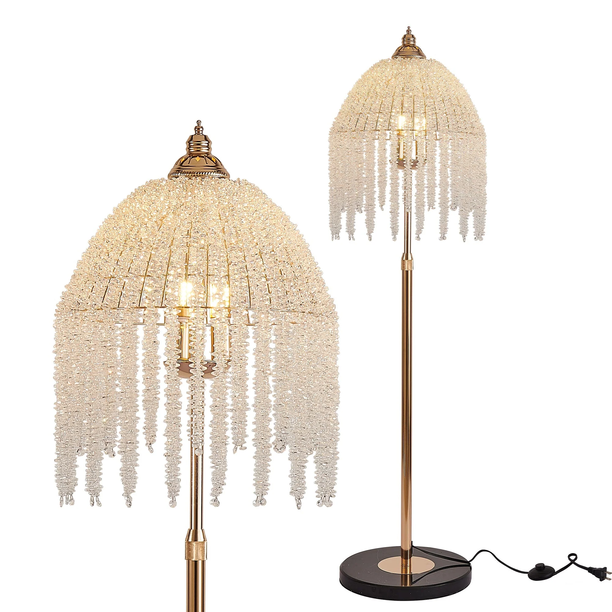 3-Light Elegant Crystal Floor Lamp – Vintage Waterfall Design - Image 9
