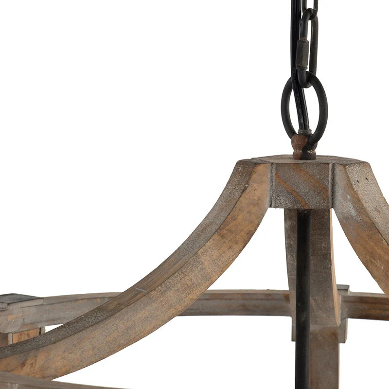 3 Light Wood Drum Chandelier - Image 12