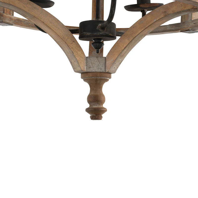 3 Light Wood Drum Chandelier - Image 3
