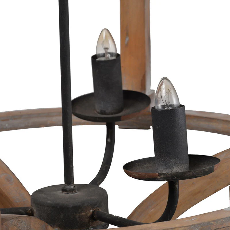 3 Light Wood Drum Chandelier - Image 4