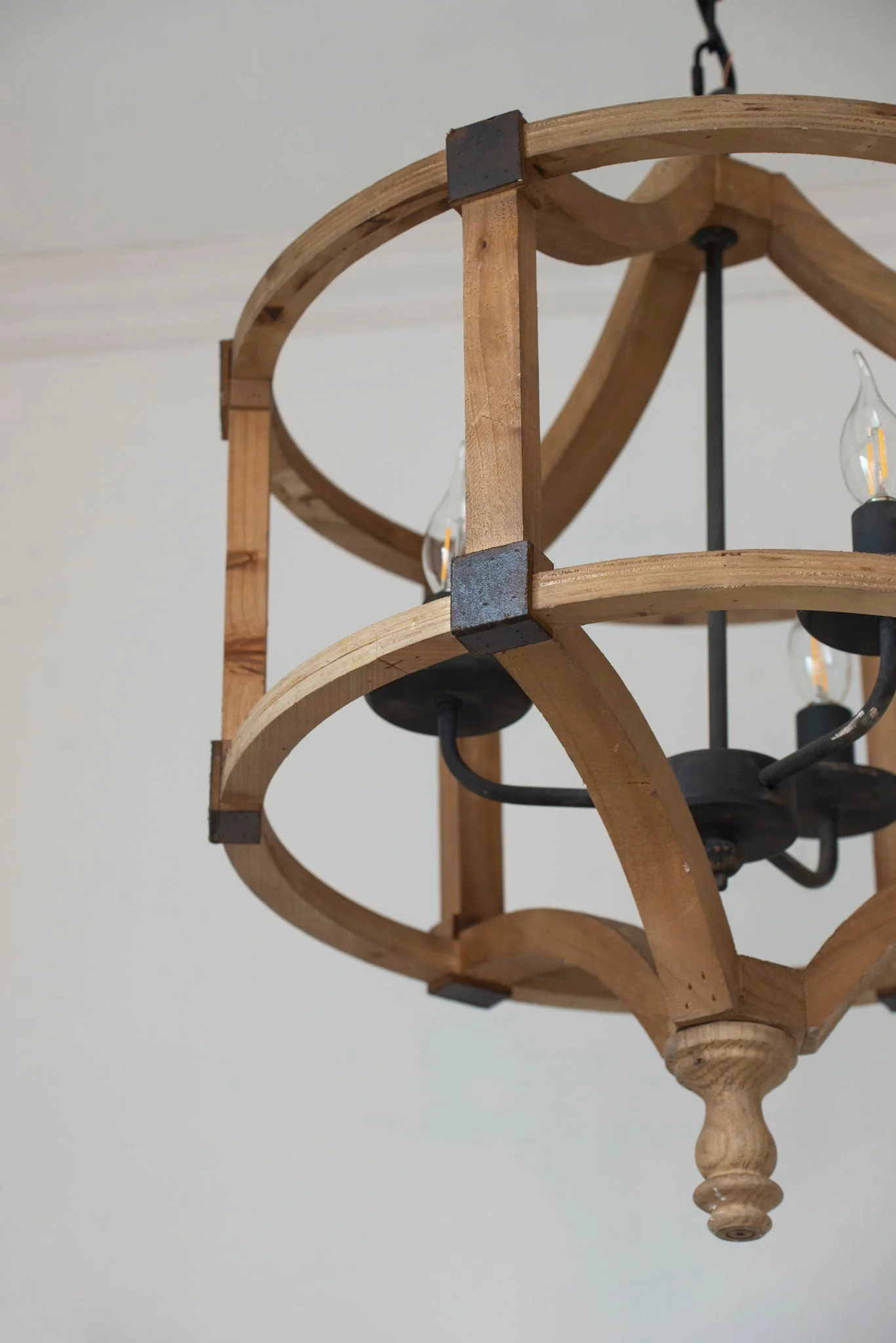 3 Light Wood Drum Chandelier - Image 8