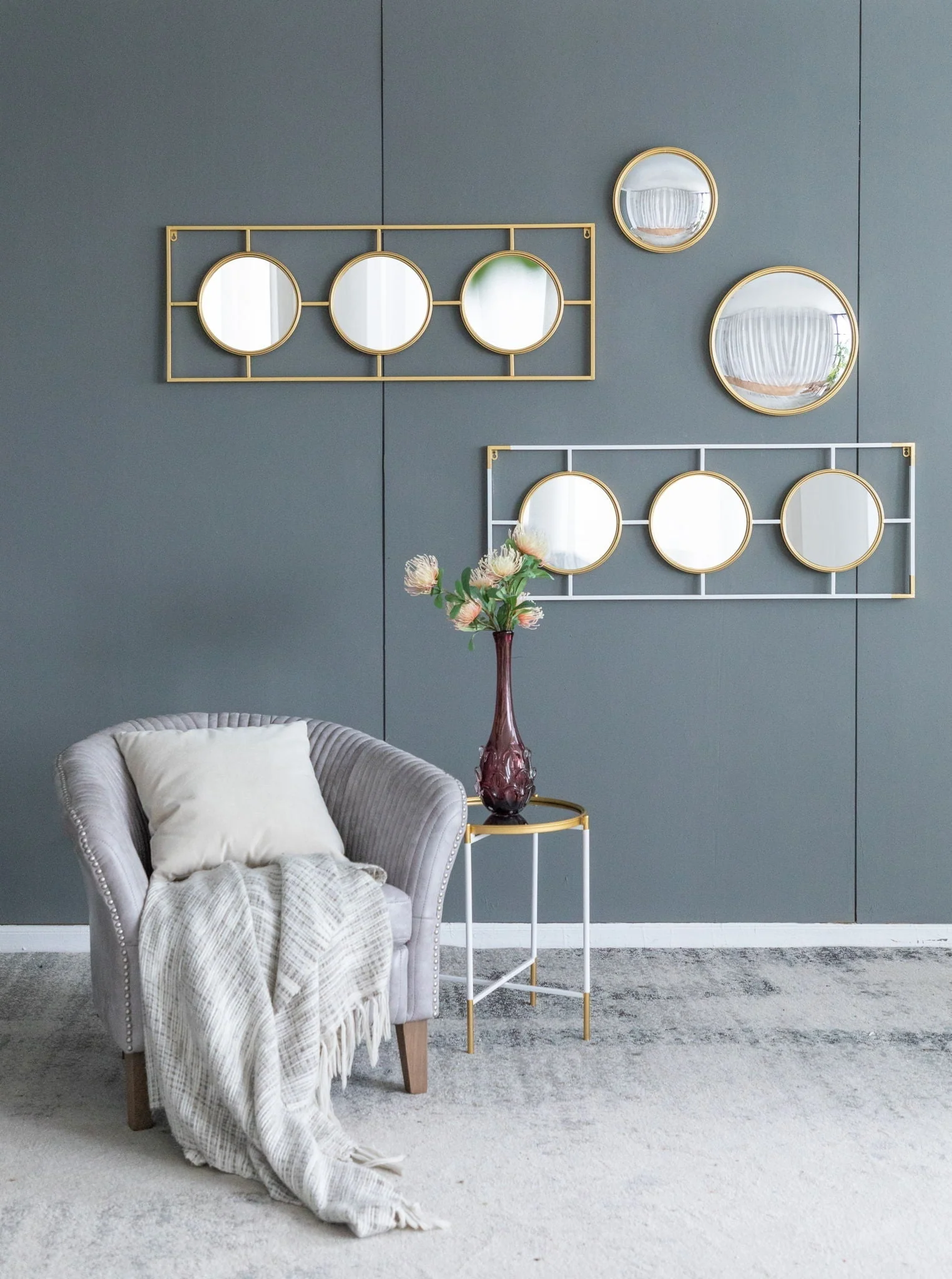 3 Mirror Piece Wall Mirror in Rectangular Frame - Image 11