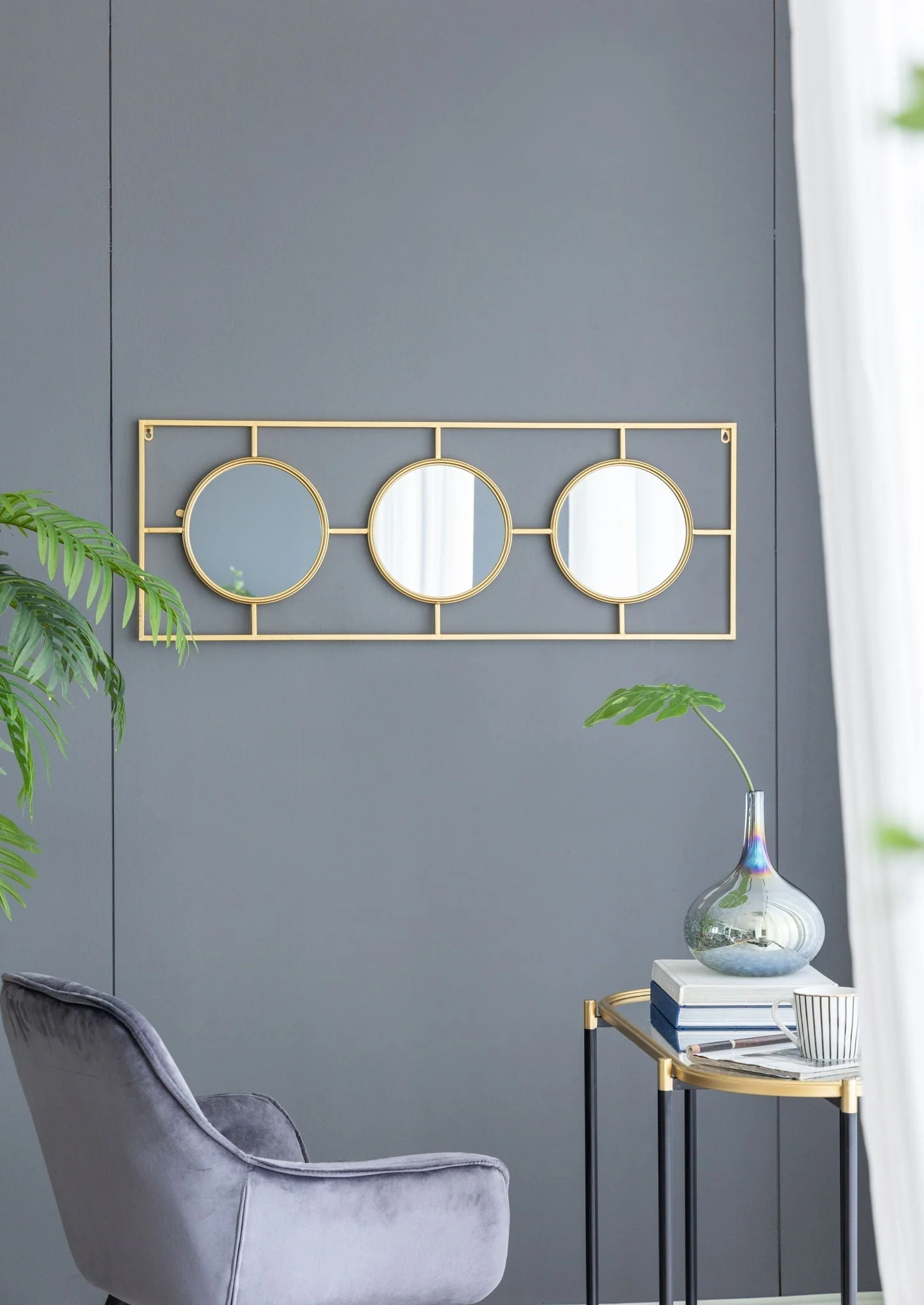3 Mirror Piece Wall Mirror in Rectangular Frame - Image 19