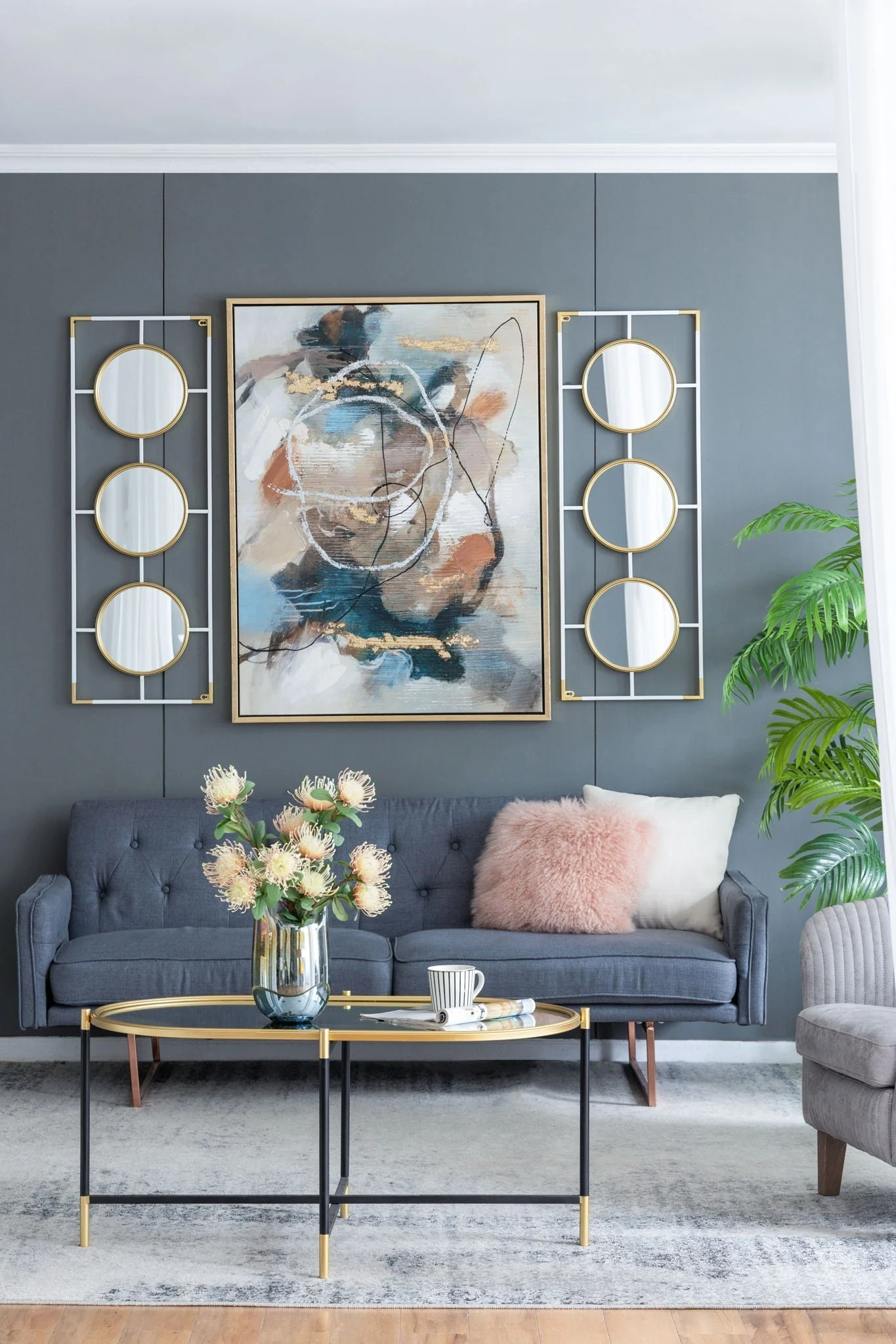3 Mirror Piece Wall Mirror in Rectangular Frame - Image 20