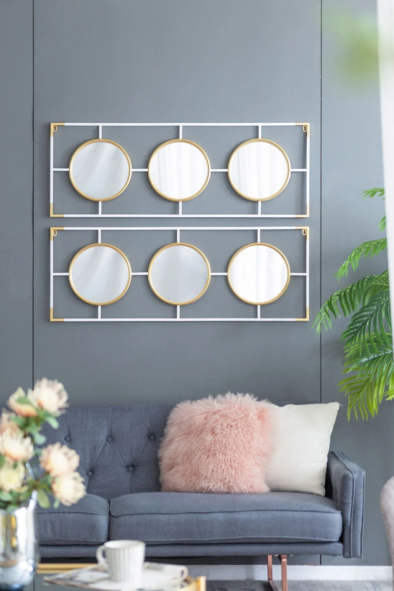 3 Mirror Piece Wall Mirror in Rectangular Frame - Image 5
