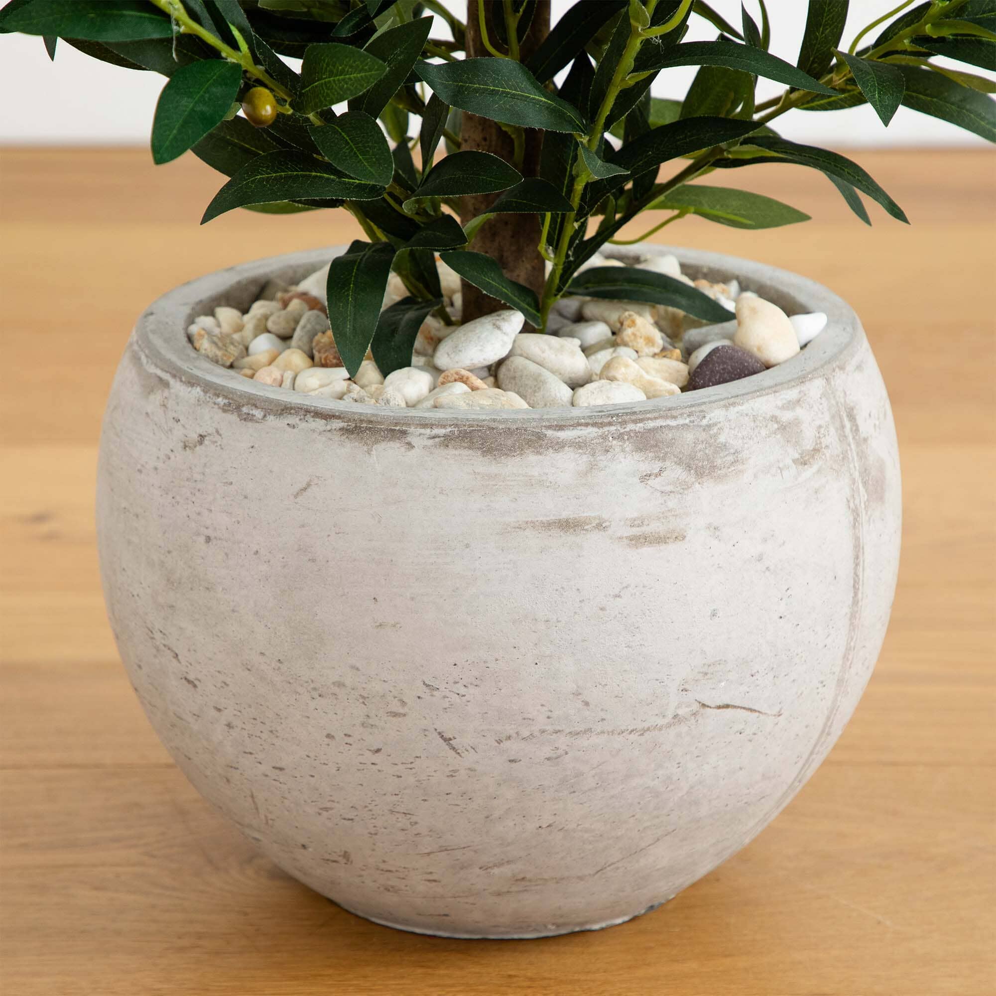 3’ Olive Cone Topiary Artificial Tree in Sand Stone Planter (Indoor/Outdoor) - Image 3