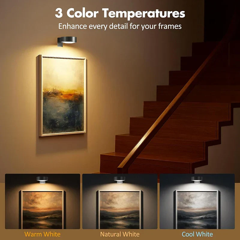 3 Pack Magnetic Picture Lights with Remote Dimmable Battery Art Wall Lights - Image 3
