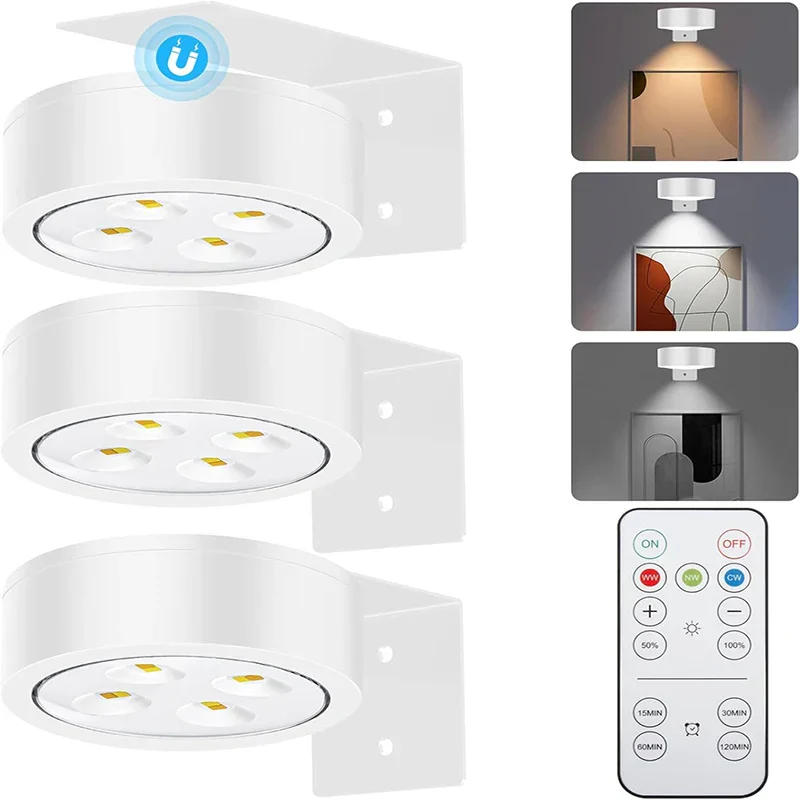 3 Pack Magnetic Picture Lights with Remote Dimmable Battery Art Wall Lights - Image 7