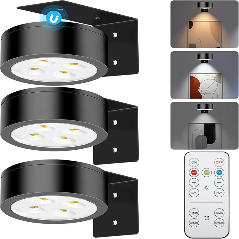 3 Pack Magnetic Picture Lights with Remote Dimmable Battery Art Wall Lights - Image 8