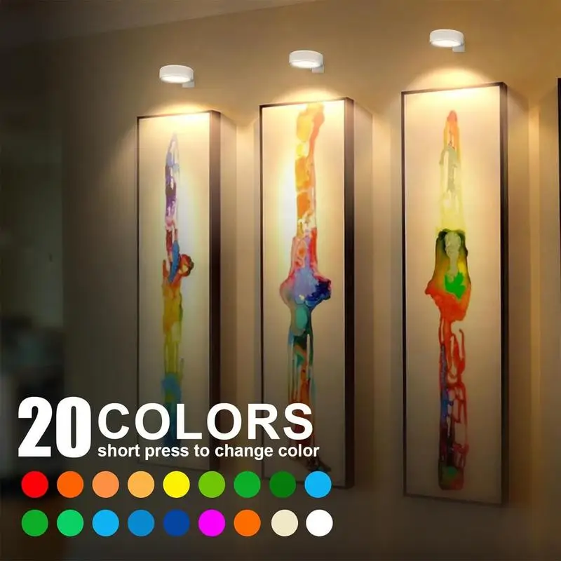 3 Pack Remote Control Picture Lights Battery Powered Dimmable Art Display Lamps - Image 2