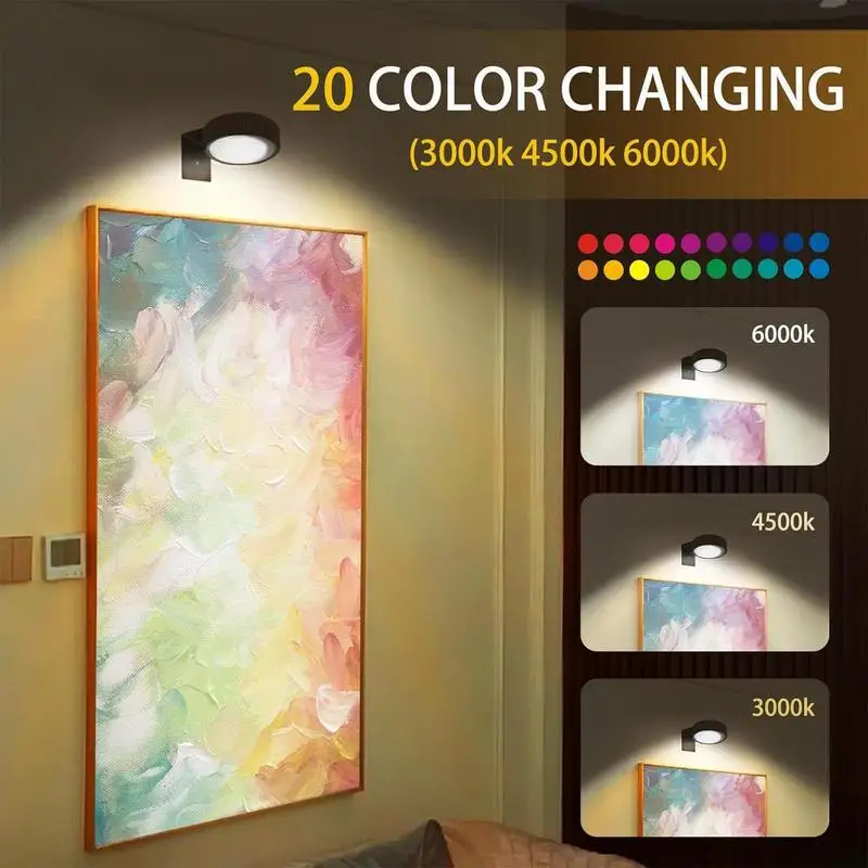3 Pack Remote Control Picture Lights Battery Powered Dimmable Art Display Lamps - Image 3