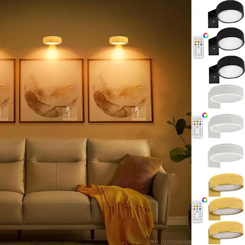 3 Pack Remote Control Picture Lights Battery Powered Dimmable Art Display Lamps - Image 4