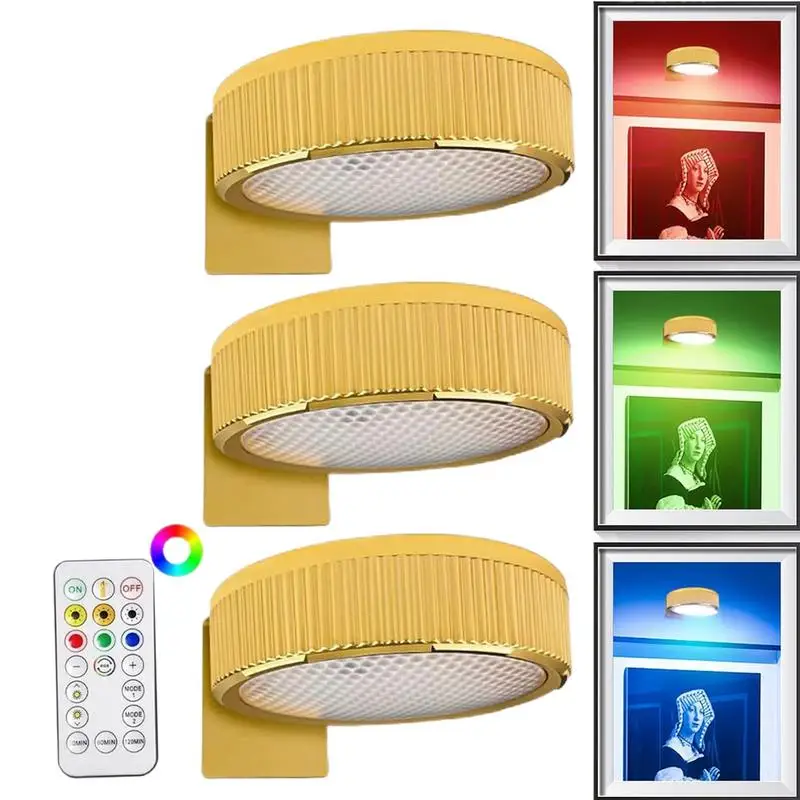 3 Pack Remote Control Picture Lights Battery Powered Dimmable Art Display Lamps - Image 5