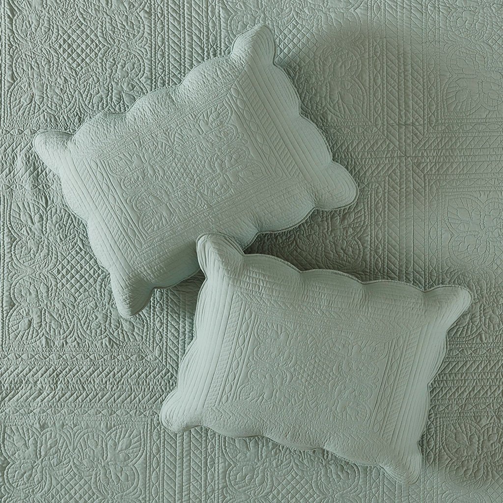 3 Pc Antimicrobial Seafoam Reversible Microfiber Quilt Set - Image 6