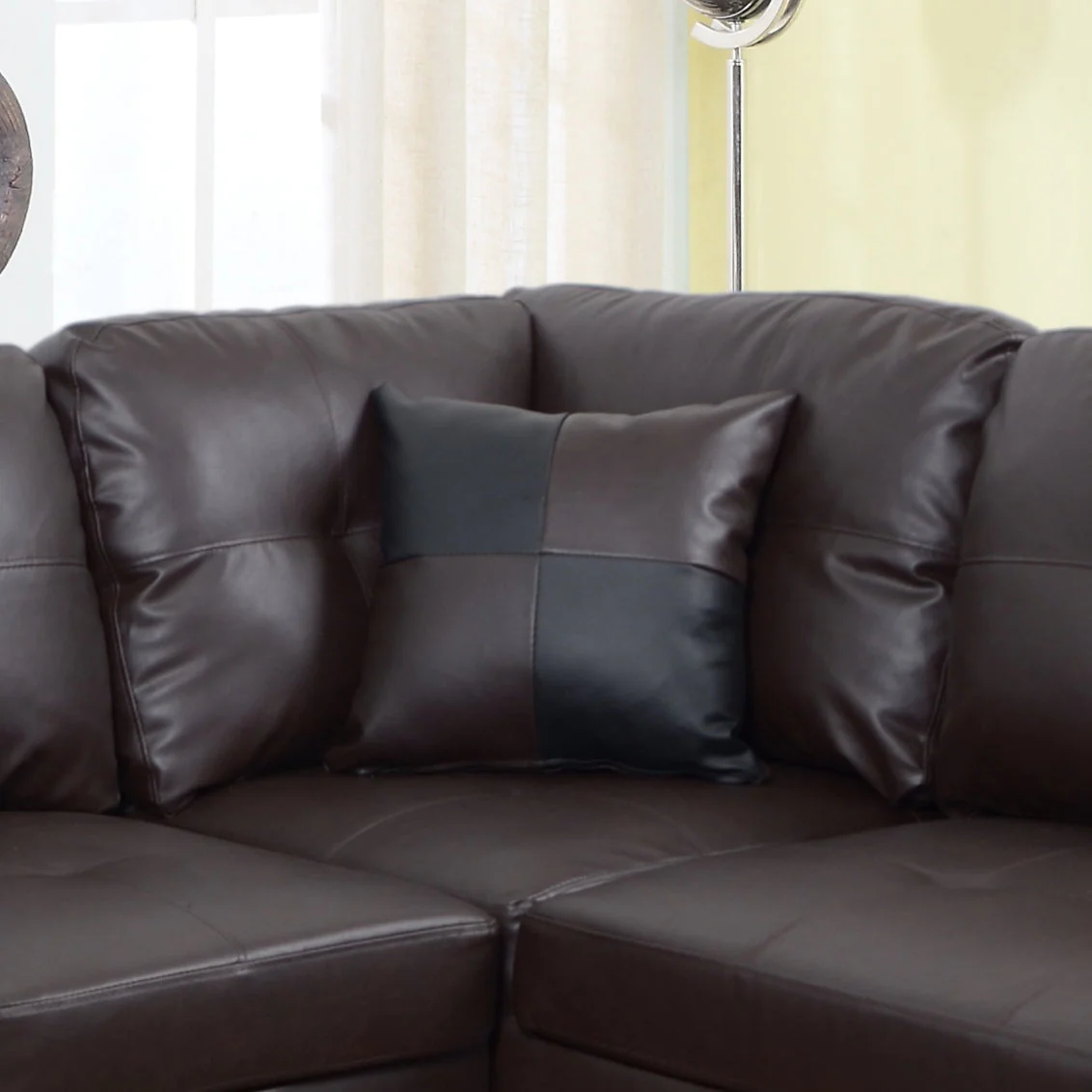 3 Pc Sectional Sofa Set Brown Faux Leather Left-Facing Chaise - Image 3