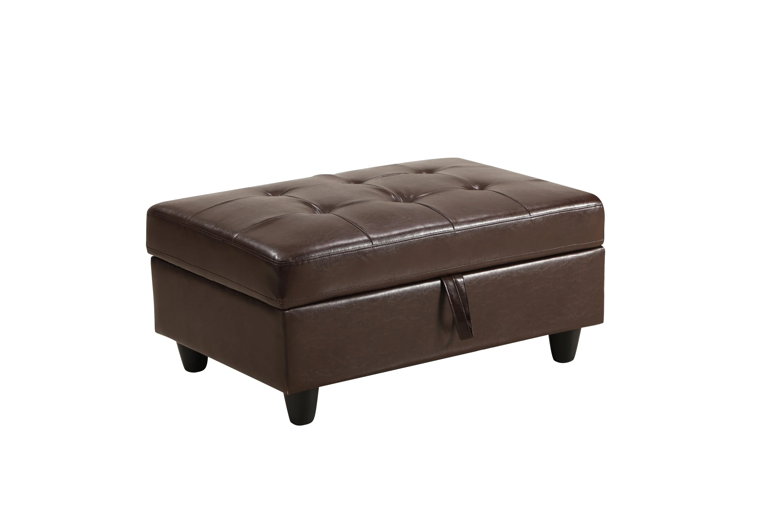 3 Pc Sectional Sofa Set Brown Faux Leather Left-Facing Chaise - Image 4