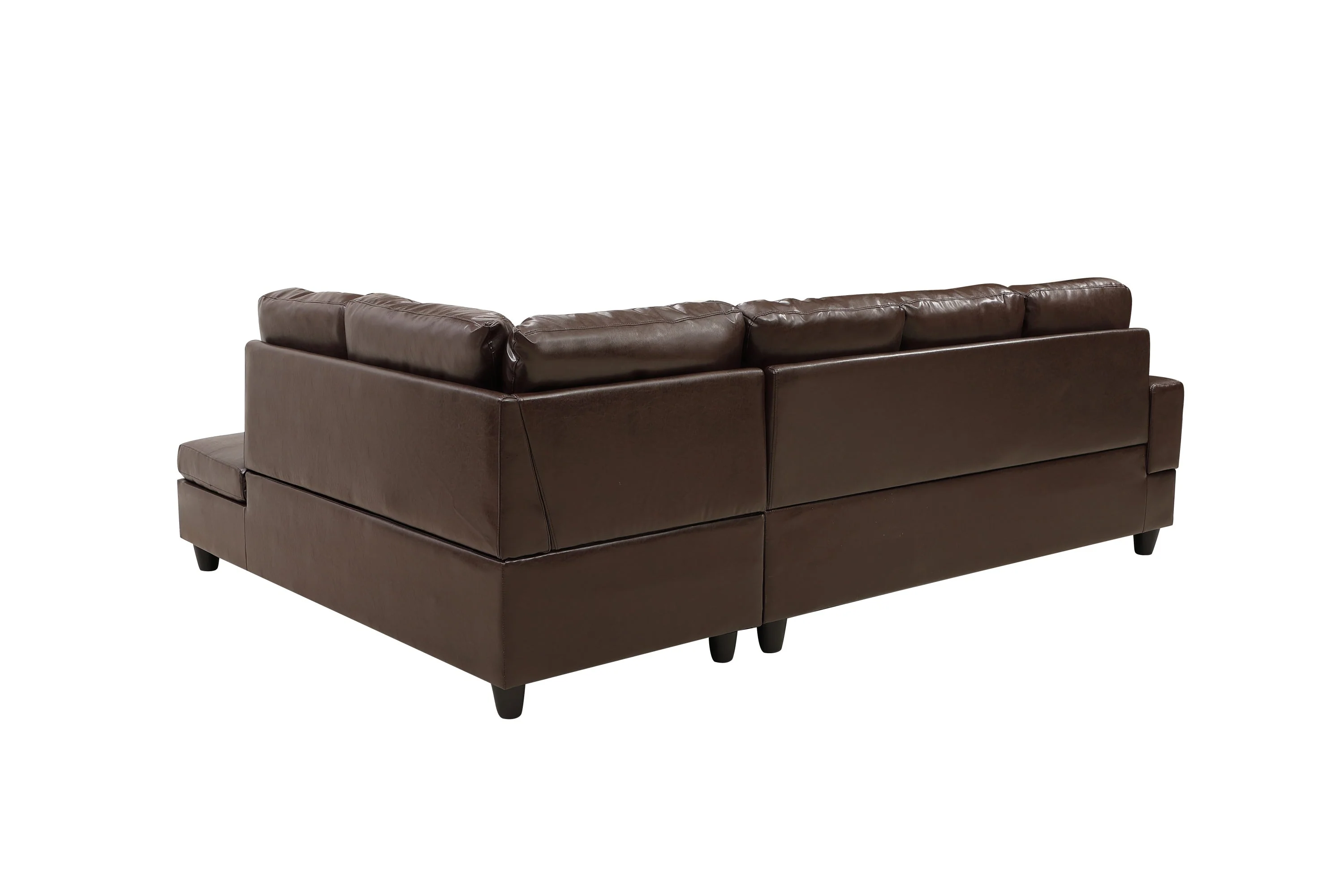 3 Pc Sectional Sofa Set Brown Faux Leather Left-Facing Chaise - Image 6