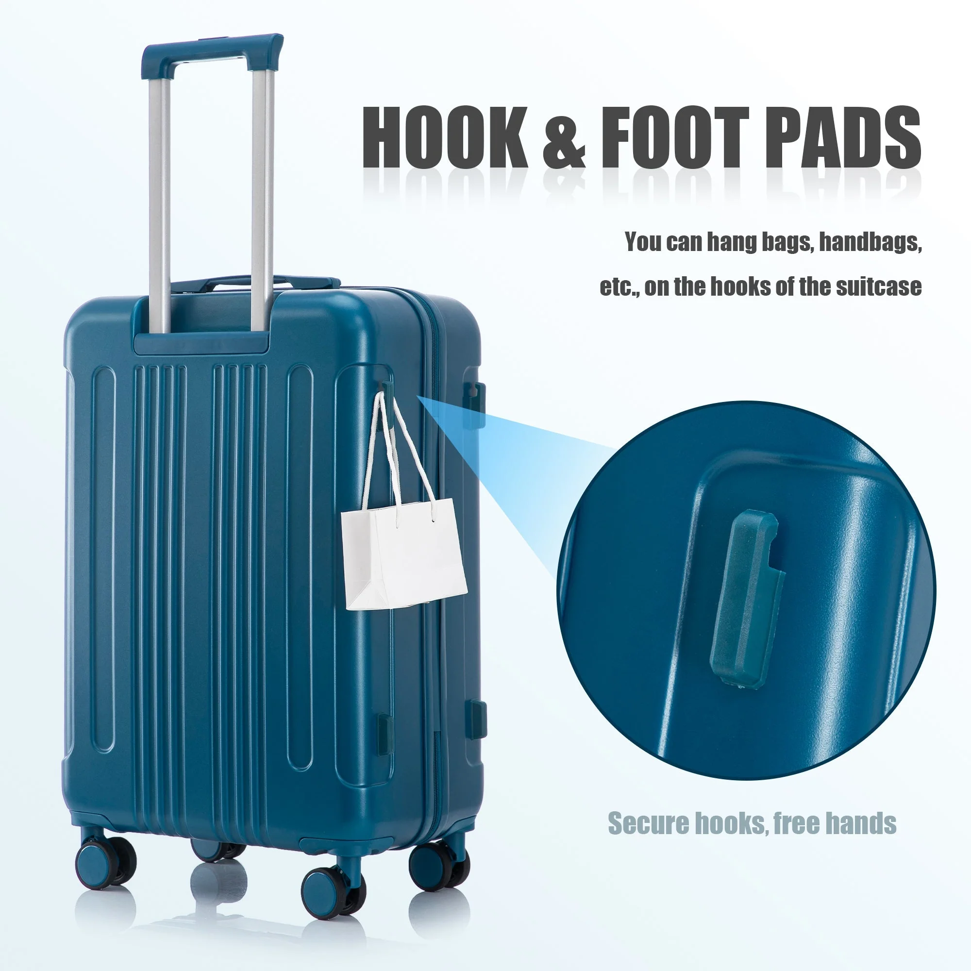 3-Piece ABS Spinner Wheel Luggage Set 20"/24"/28" Dark Blue - Image 10