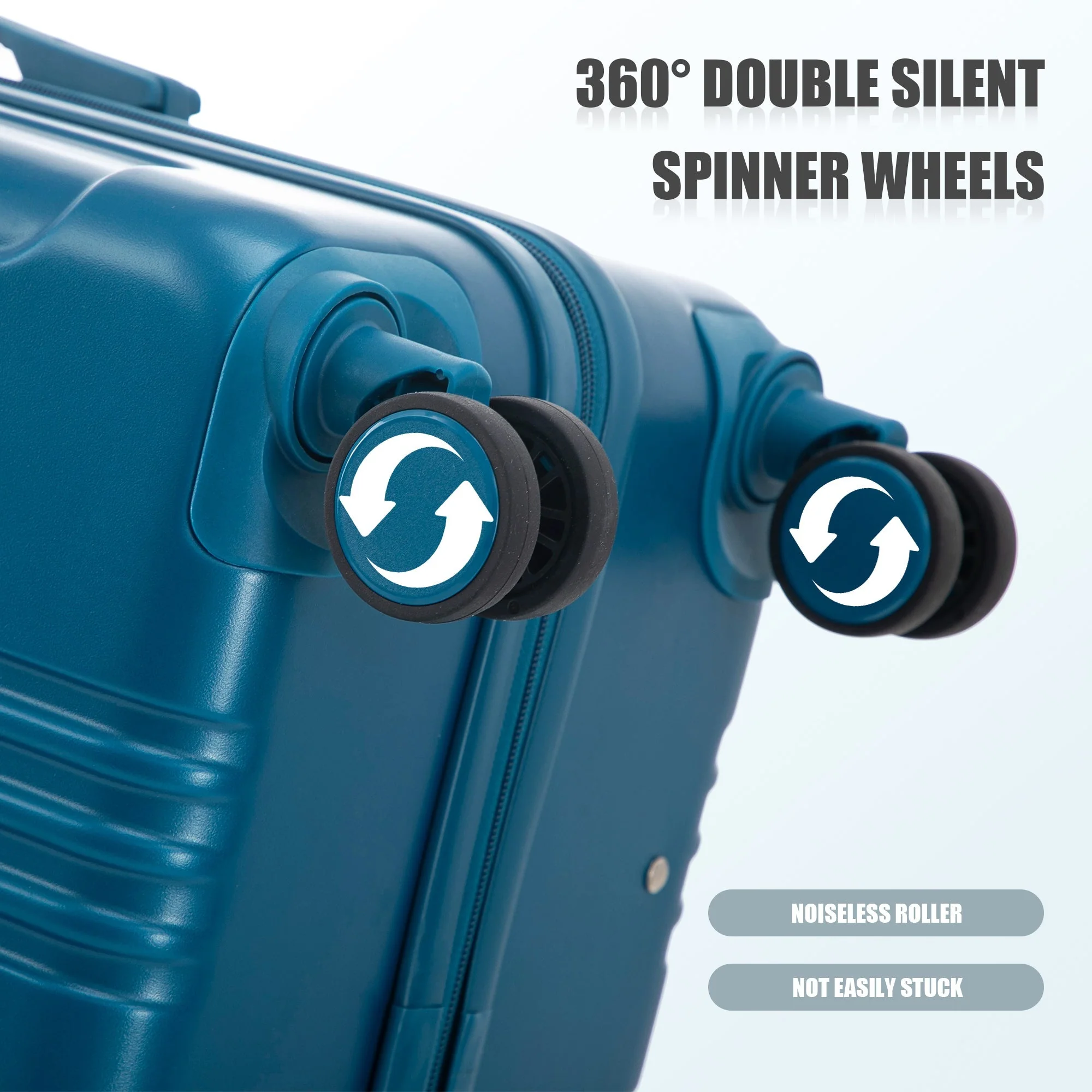3-Piece ABS Spinner Wheel Luggage Set 20"/24"/28" Dark Blue - Image 12
