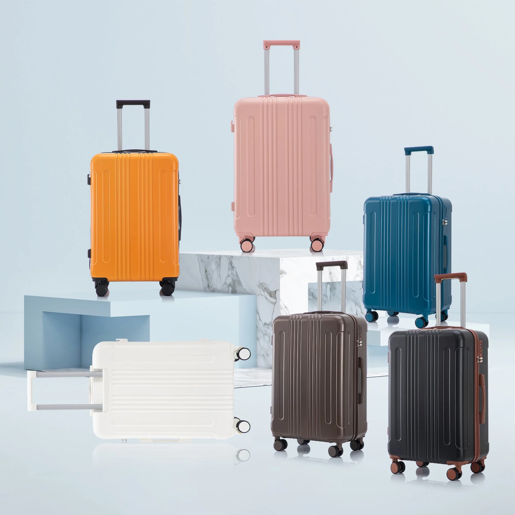 3-Piece ABS Spinner Wheel Luggage Set 20"/24"/28" Dark Blue - Image 2