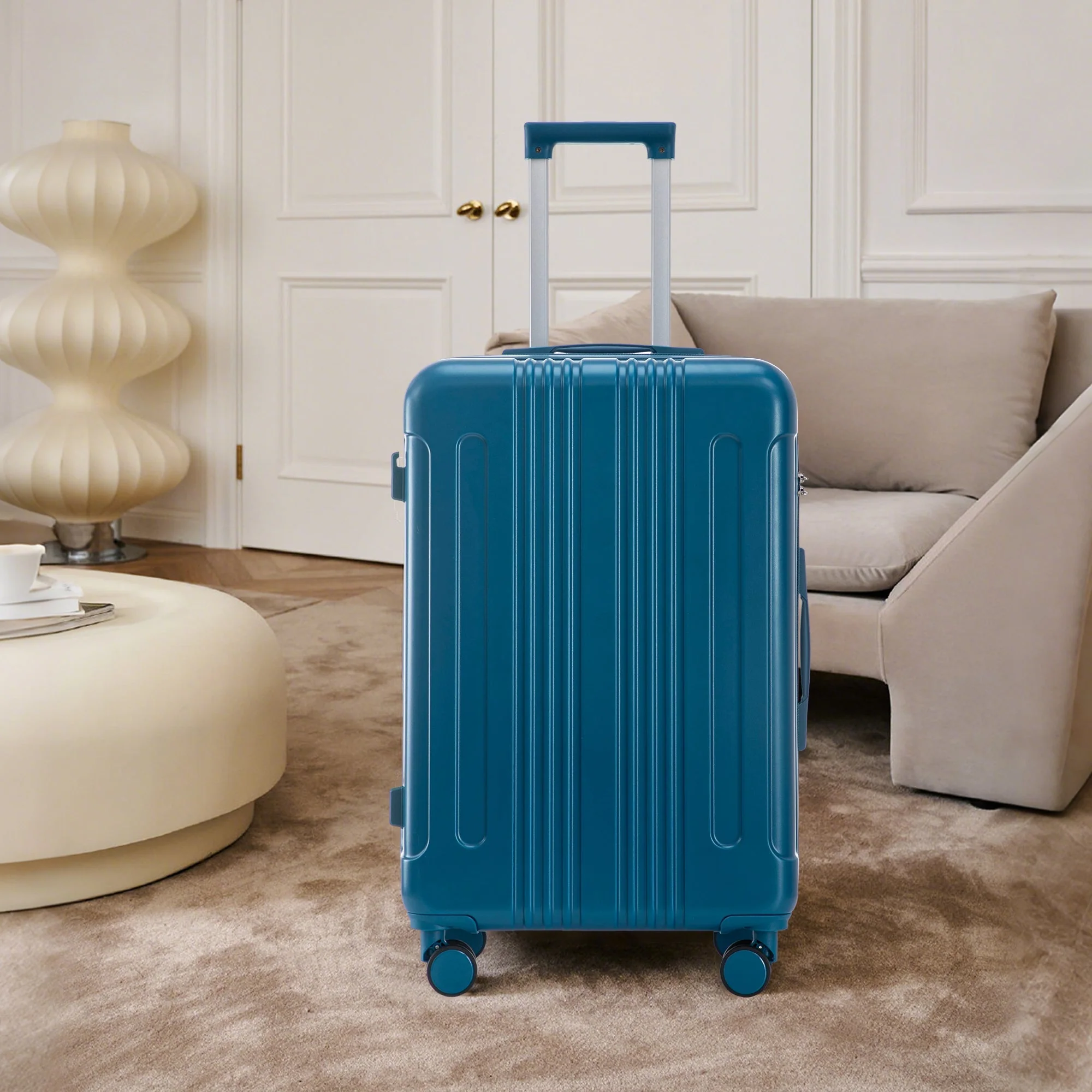 3-Piece ABS Spinner Wheel Luggage Set 20"/24"/28" Dark Blue - Image 7