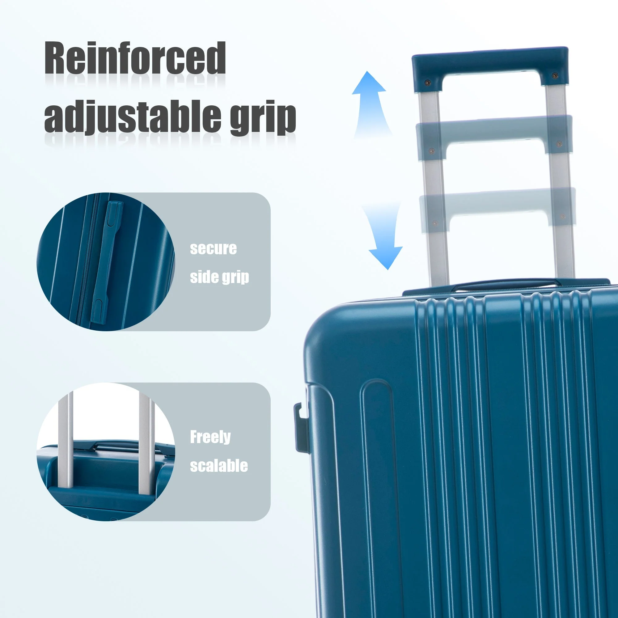 3-Piece ABS Spinner Wheel Luggage Set 20"/24"/28" Dark Blue - Image 9