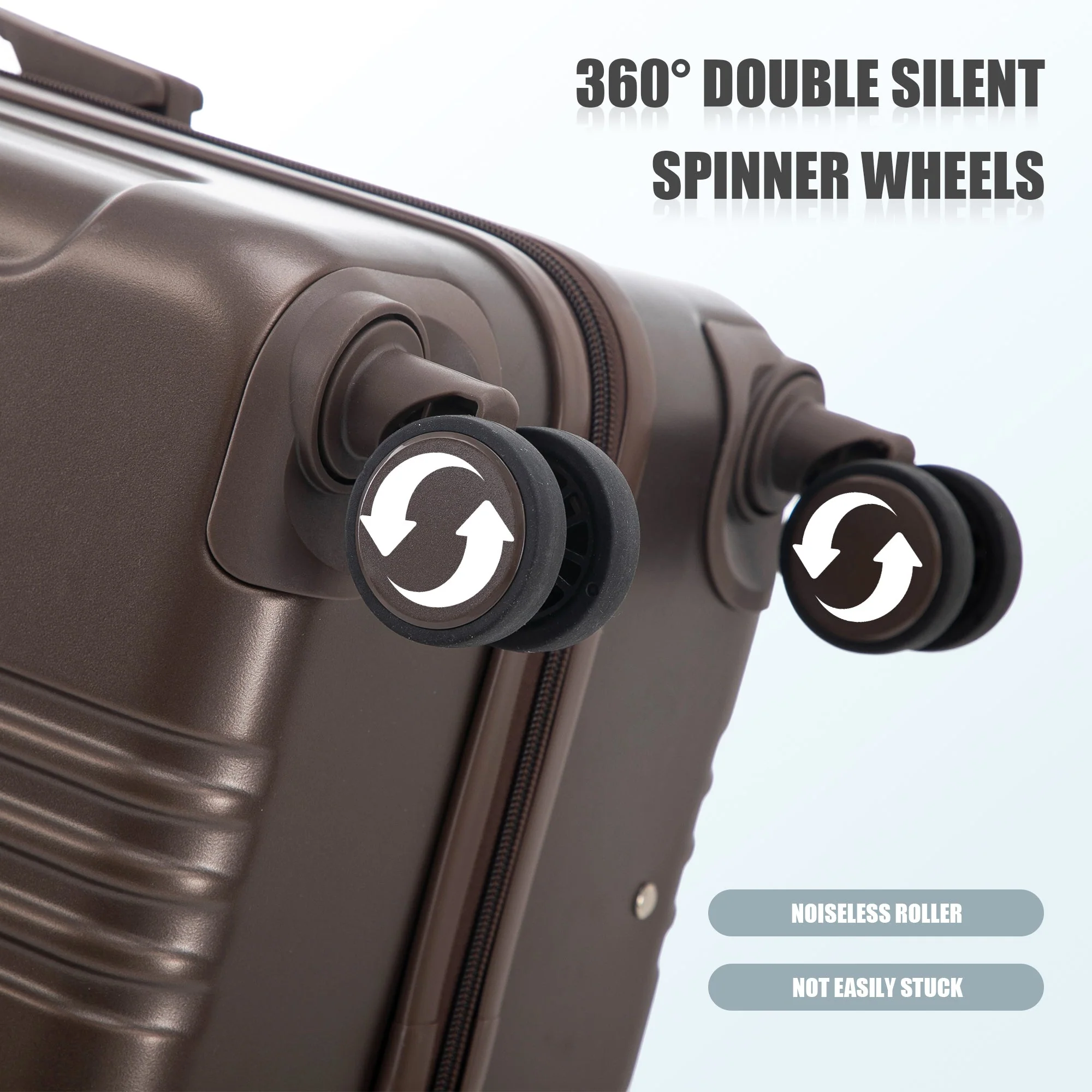 3 Piece ABS Spinner Wheel Luggage Set (Brown) - Image 12