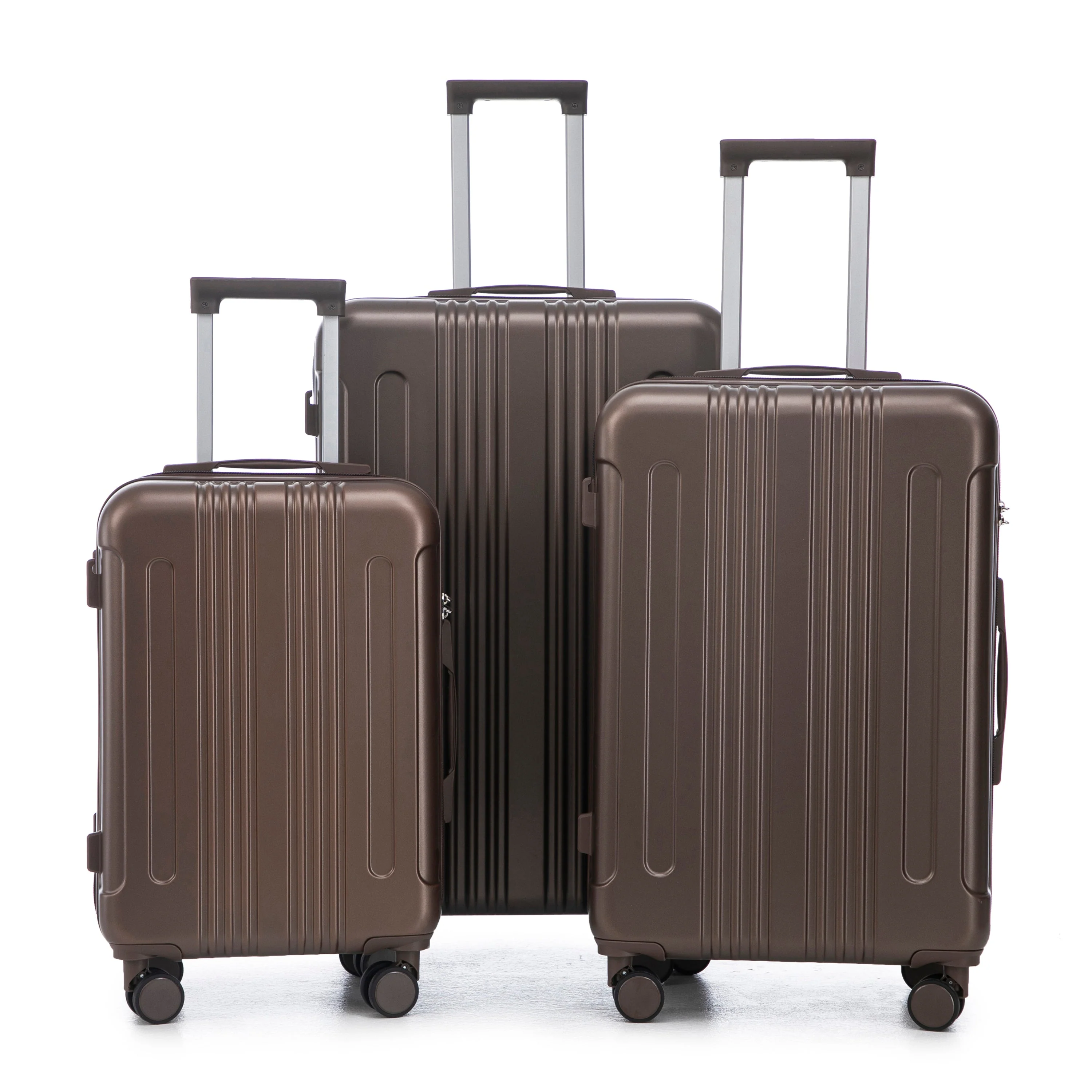 3 Piece ABS Spinner Wheel Luggage Set (Brown) - Image 21