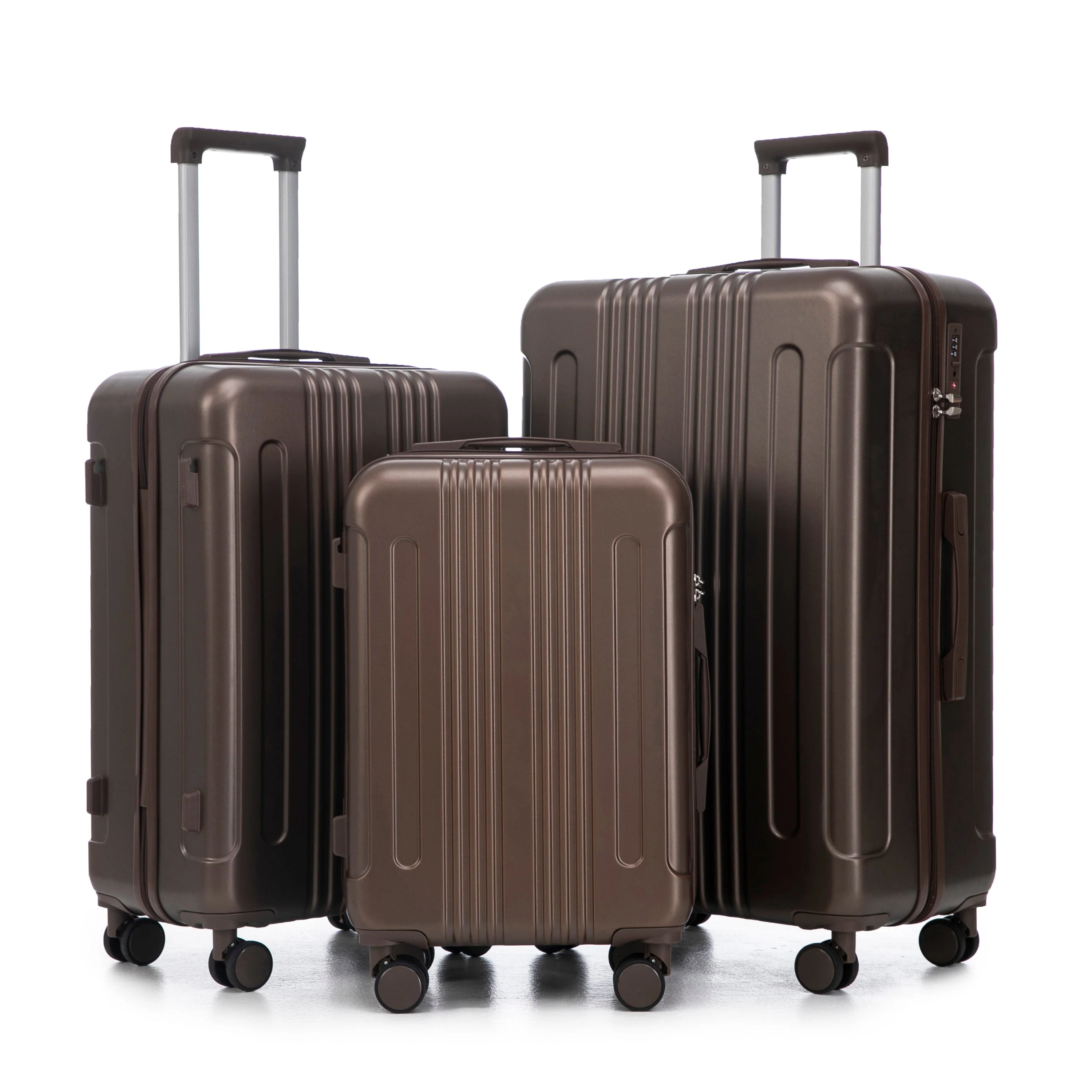 3 Piece ABS Spinner Wheel Luggage Set (Brown) - Image 22