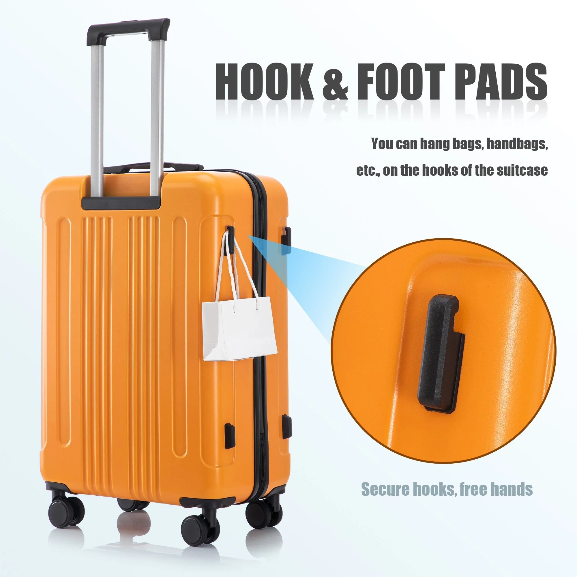 3-Piece ABS Spinner Wheel Luggage Set in Black and Orange - Image 10
