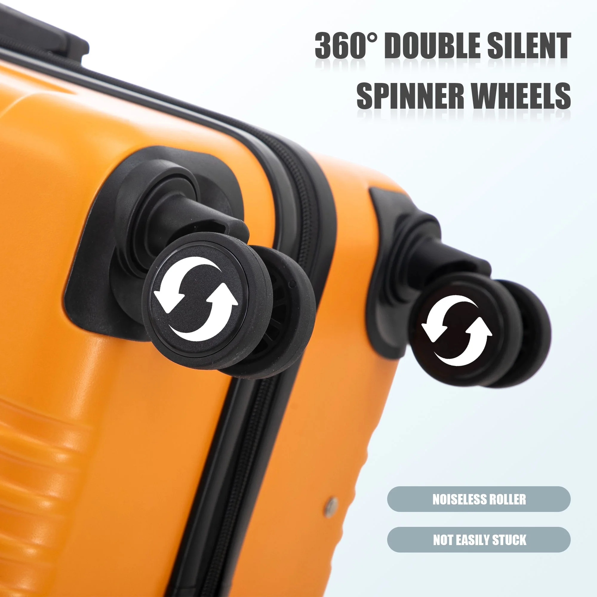 3-Piece ABS Spinner Wheel Luggage Set in Black and Orange - Image 12