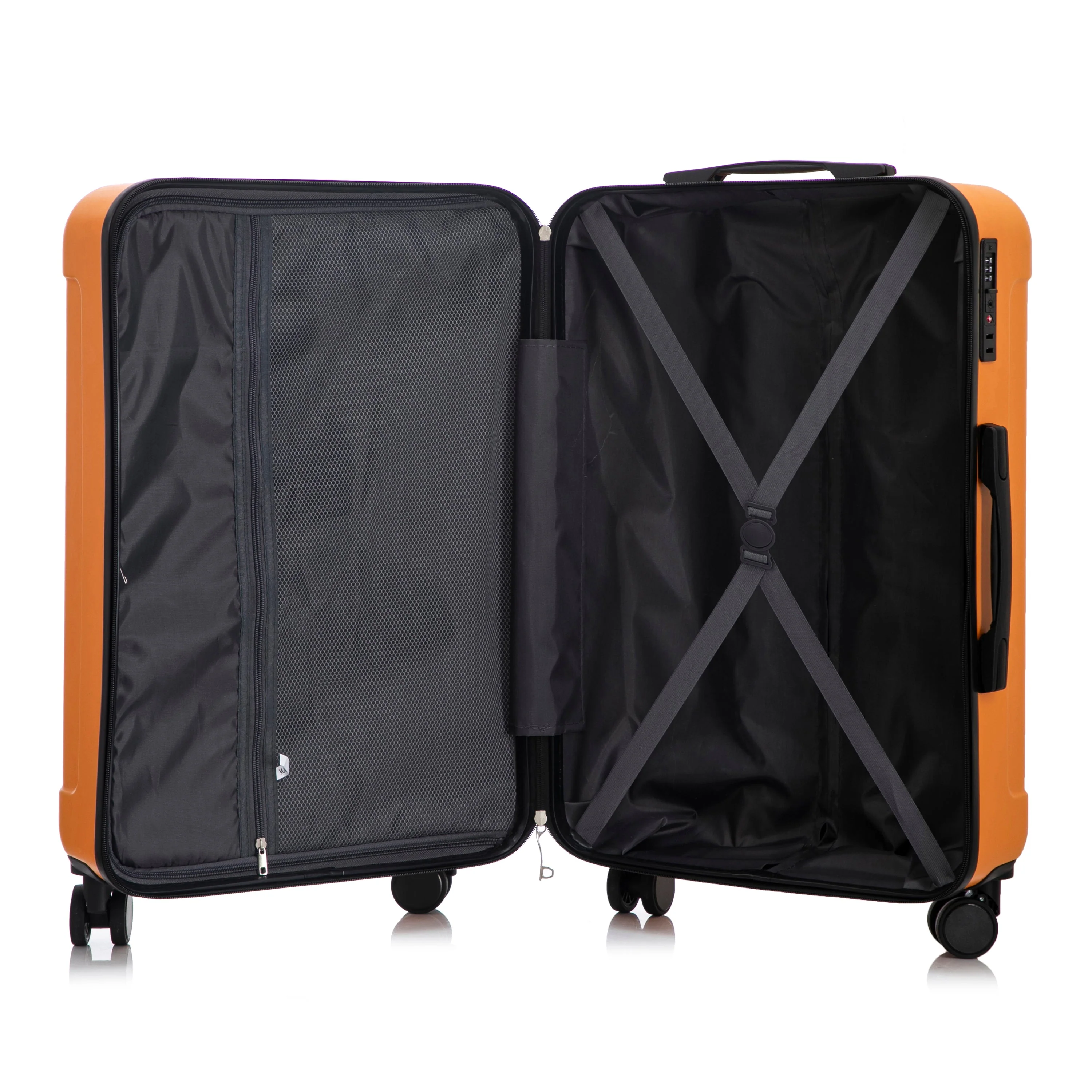 3-Piece ABS Spinner Wheel Luggage Set in Black and Orange - Image 19