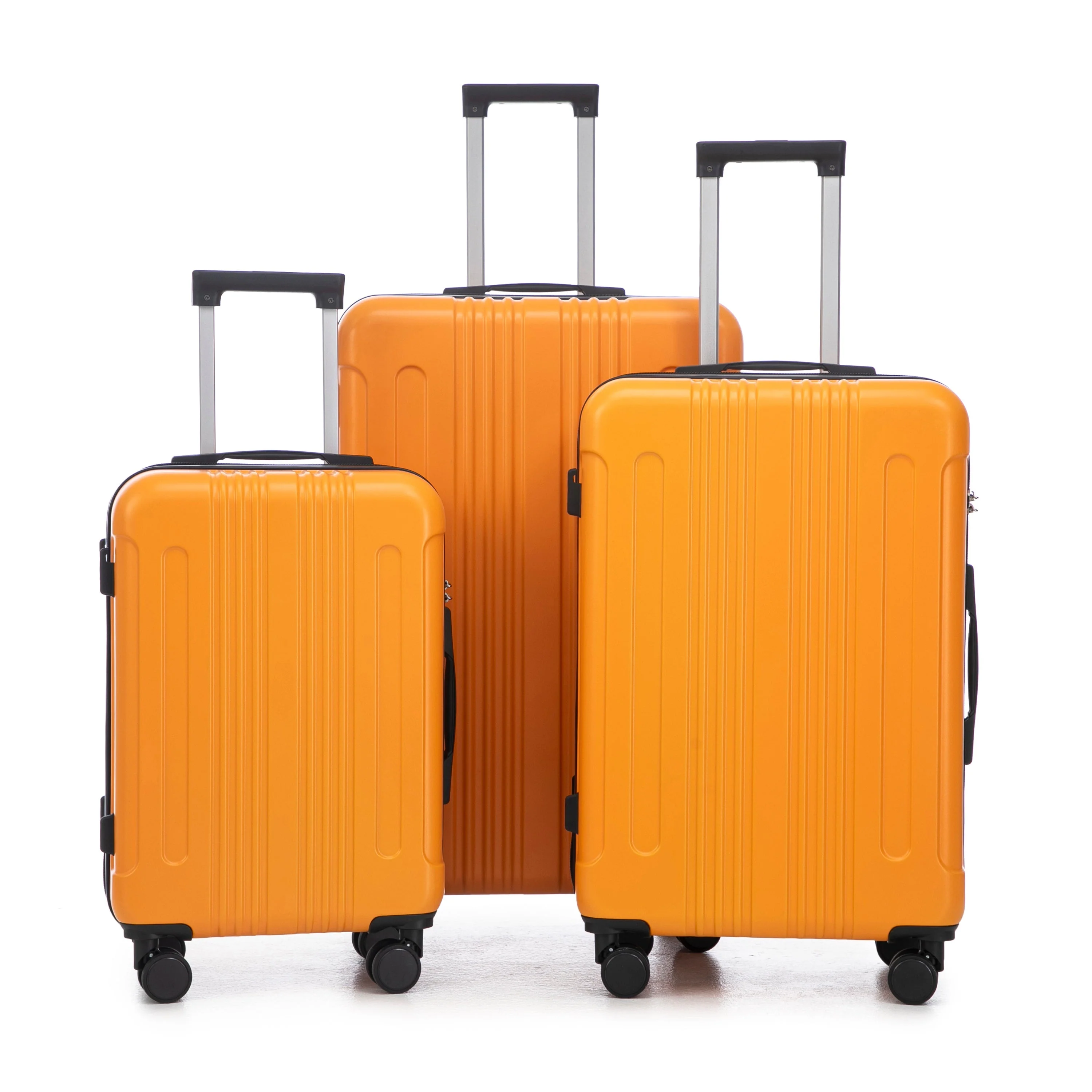 3-Piece ABS Spinner Wheel Luggage Set in Black and Orange - Image 21