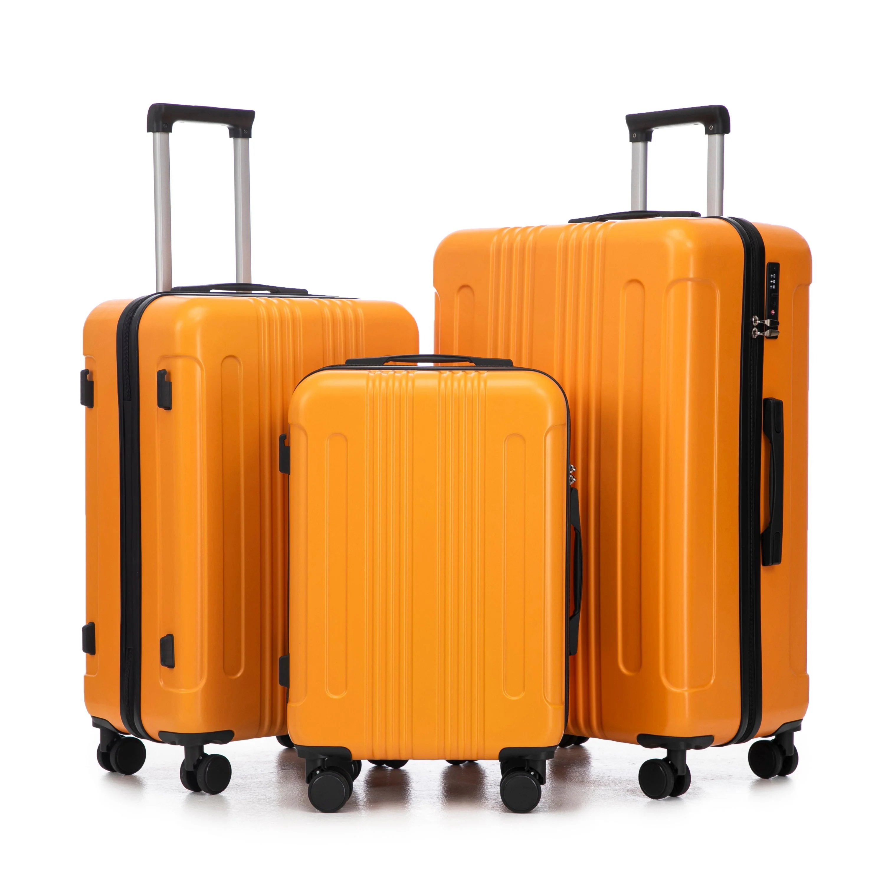 3-Piece ABS Spinner Wheel Luggage Set in Black and Orange - Image 22