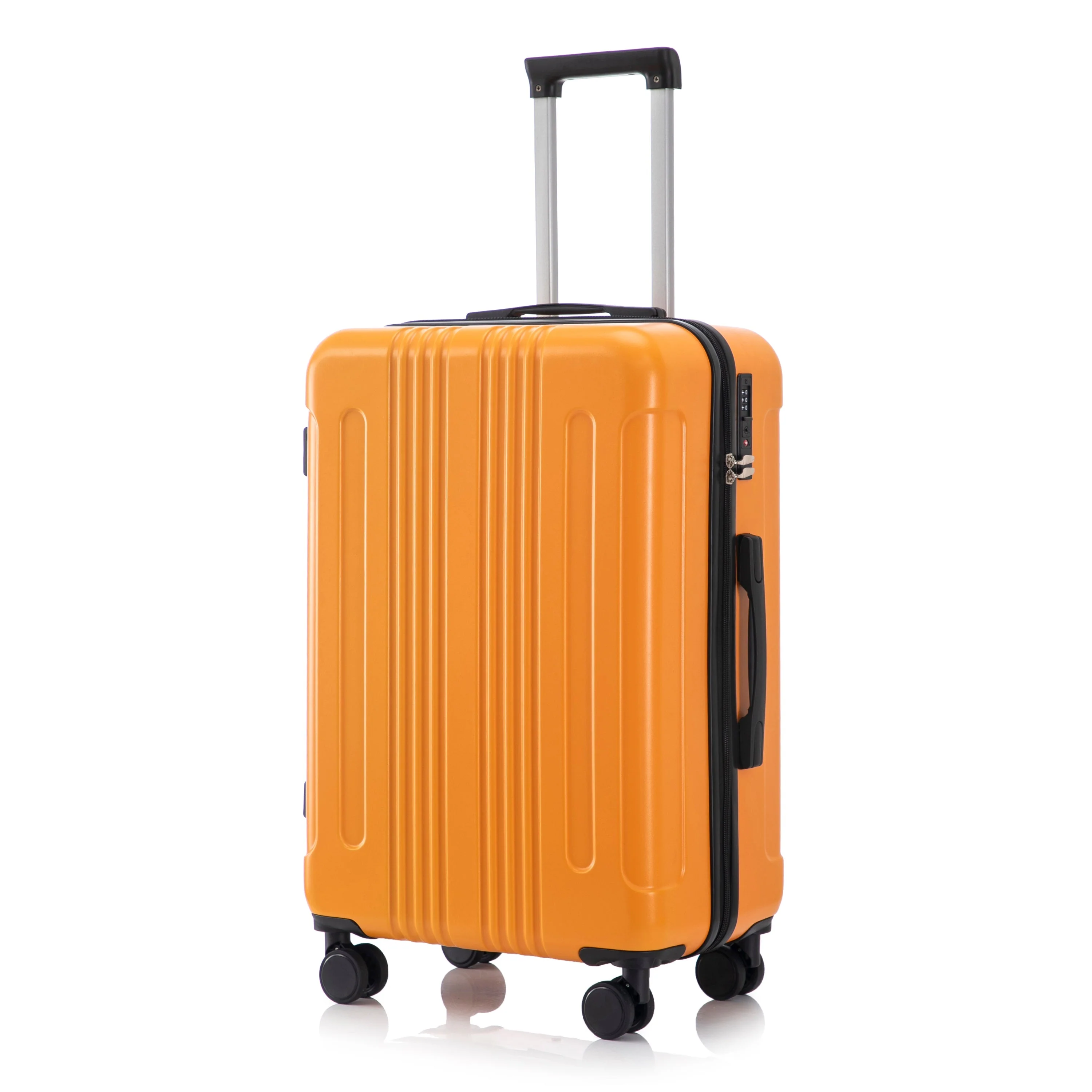 3-Piece ABS Spinner Wheel Luggage Set in Black and Orange - Image 25