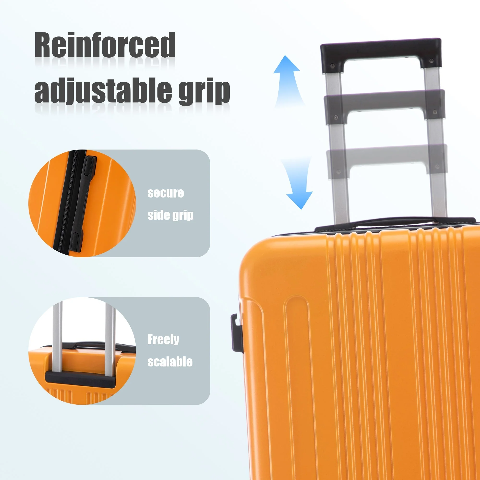 3-Piece ABS Spinner Wheel Luggage Set in Black and Orange - Image 9