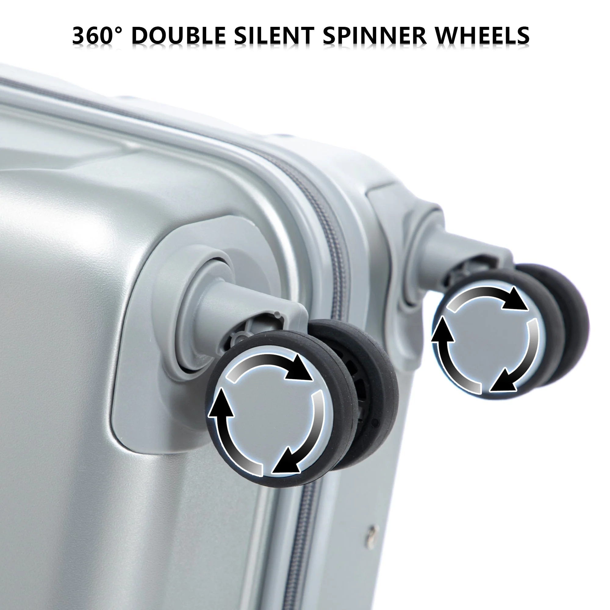 3-Piece ABS Spinner Wheel Luggage Set with Combination Lock - Silver - Image 12