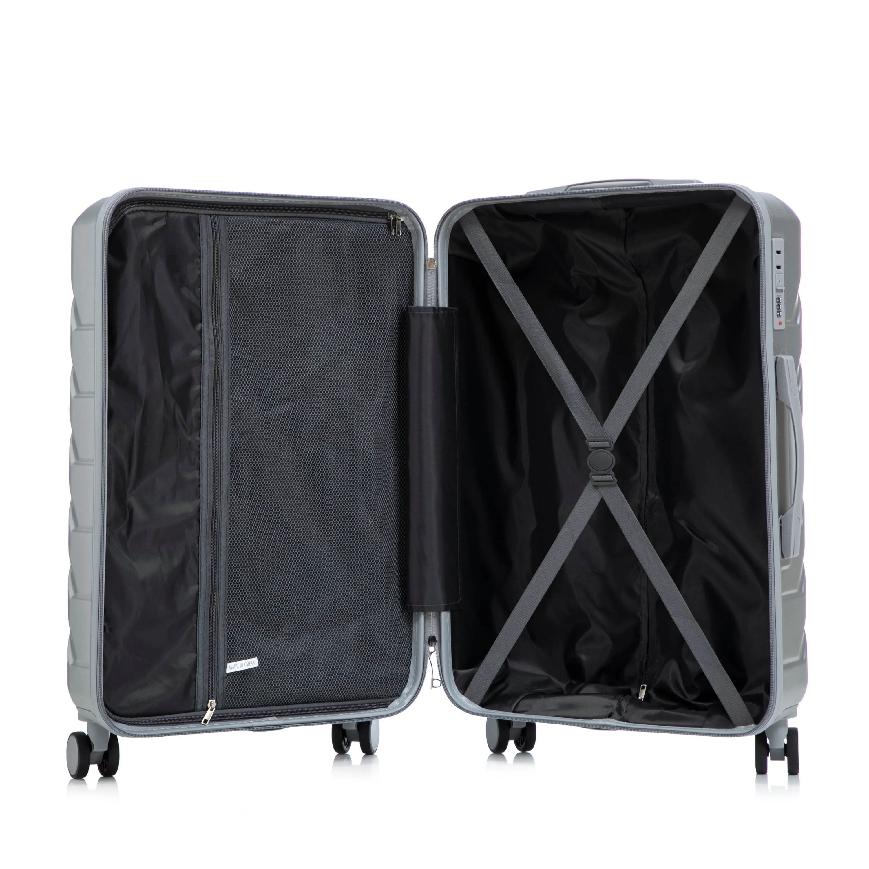 3-Piece ABS Spinner Wheel Luggage Set with Combination Lock - Silver - Image 19