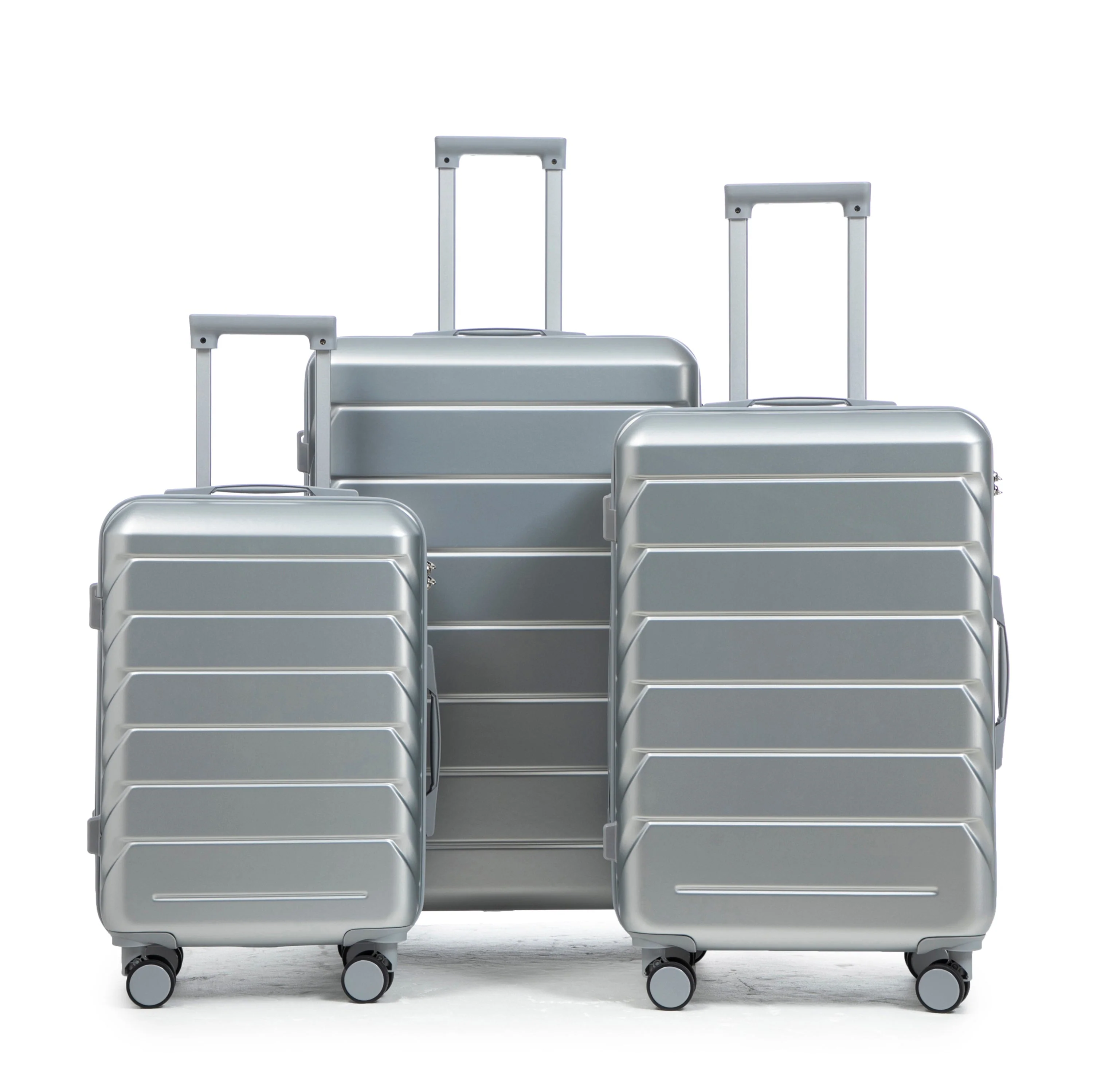 3-Piece ABS Spinner Wheel Luggage Set with Combination Lock - Silver - Image 22