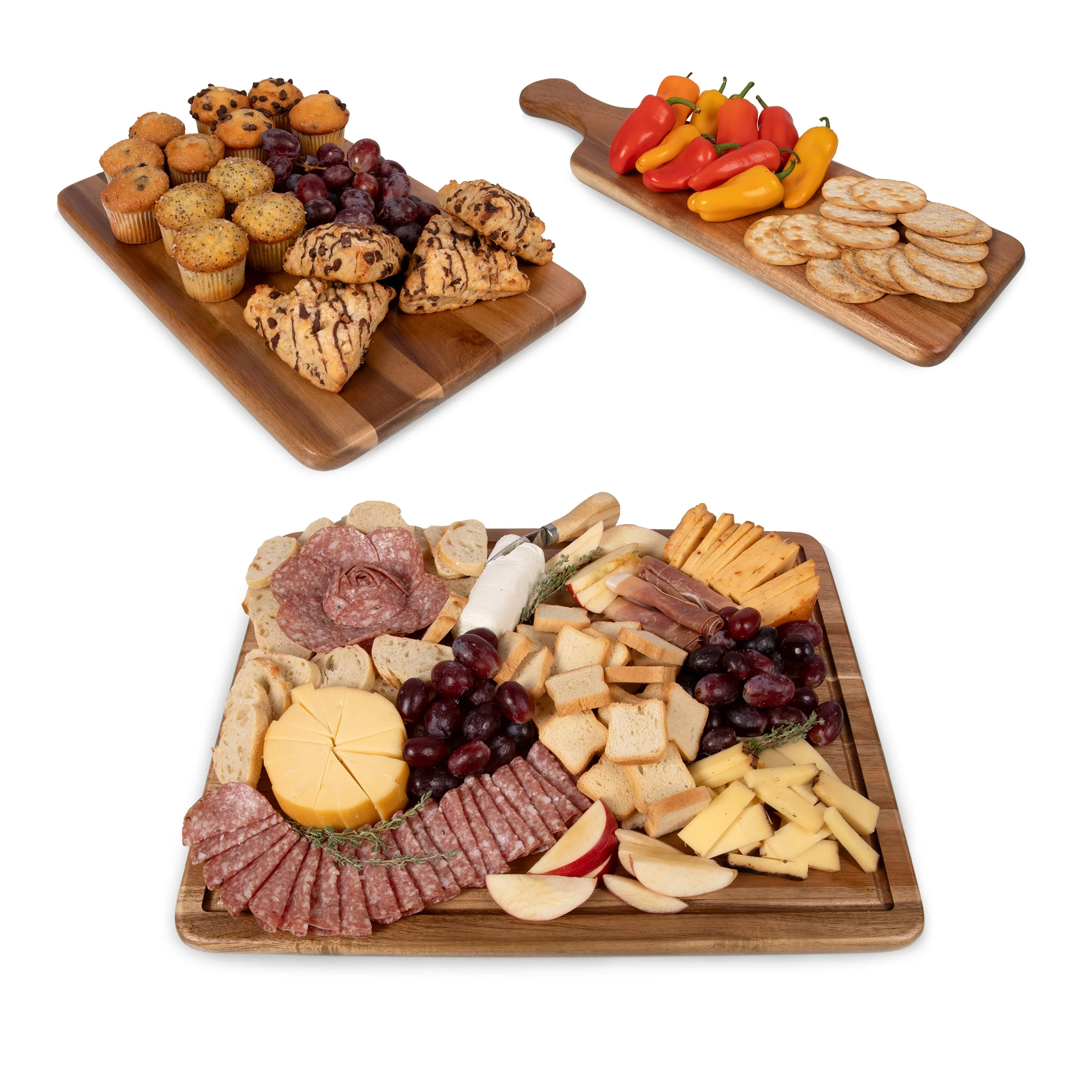 3-Piece Acacia Wood Charcuterie Board Set - Image 2