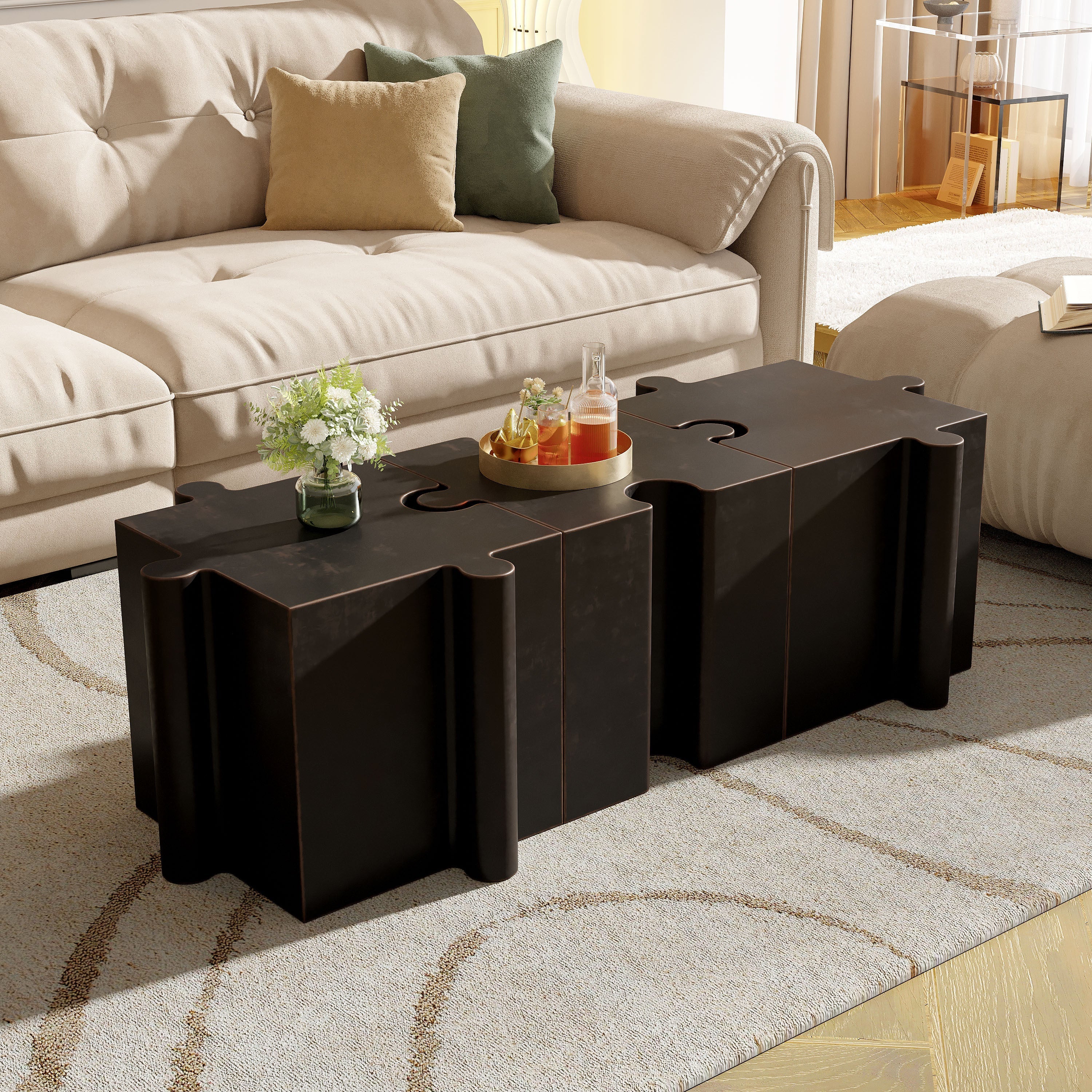 3-Piece Artistic Puzzle Table Set - Image 2