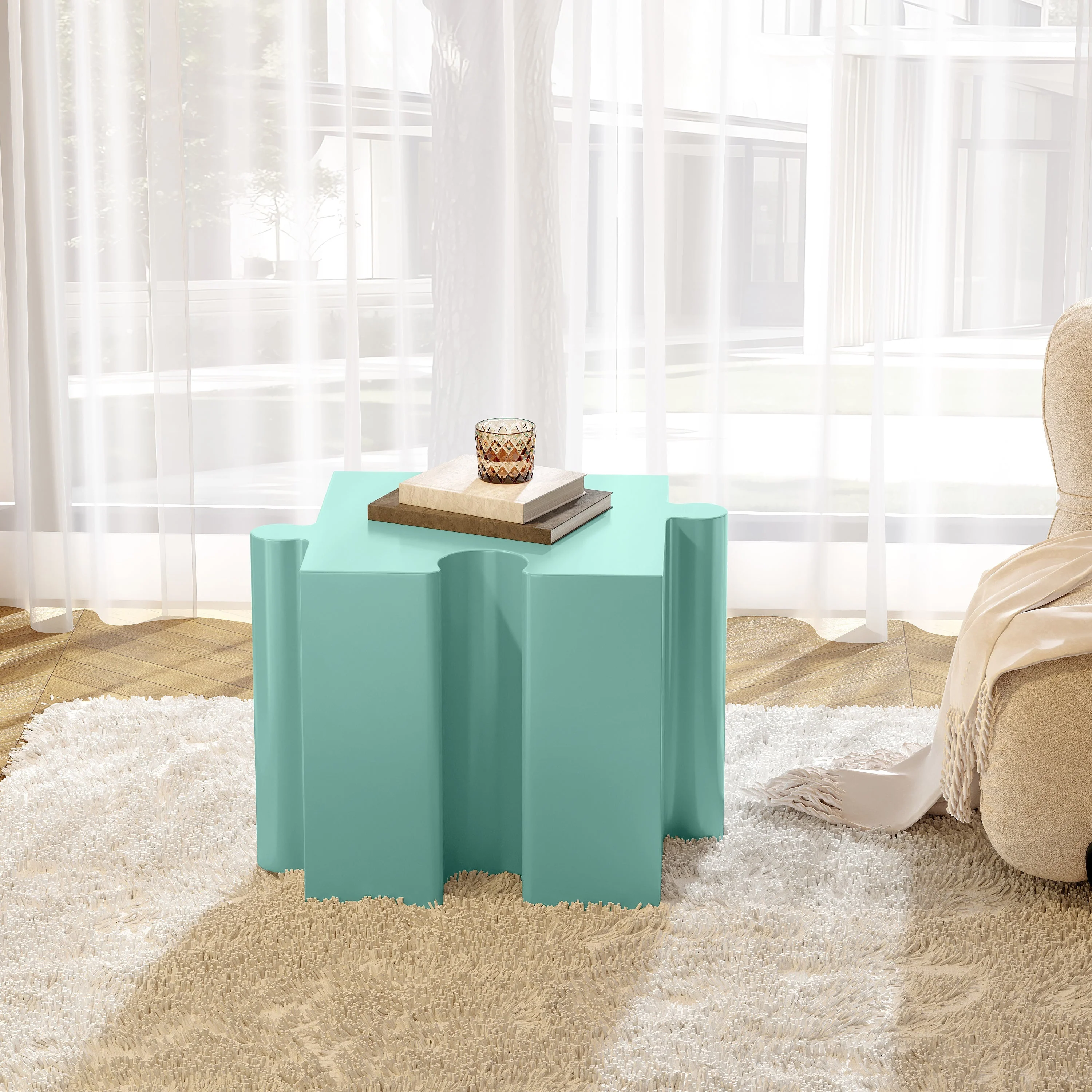 3-Piece Artistic Puzzle Table Set, Modular MGO Side Tables with Interlocking Design - Image 6